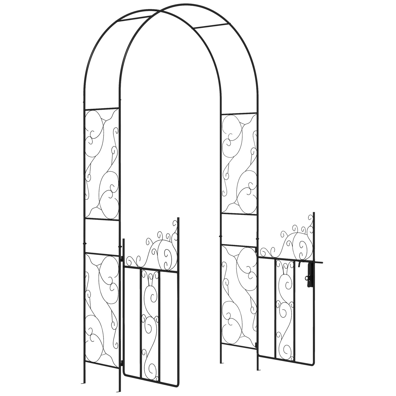 Outsunny Metal Garden Arch with Double Gate, Garden Arbor Climbing Plants