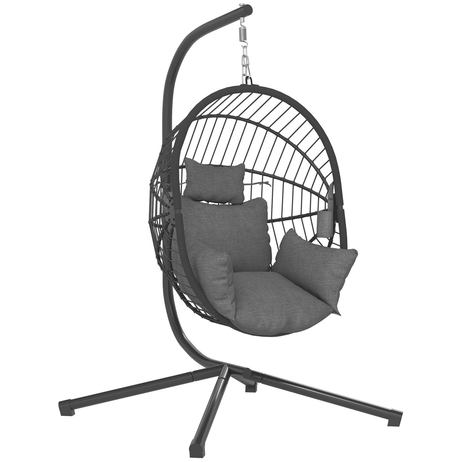 Outsunny Hanging Swing Chair w/ Thick Cushion, Patio Hanging Chair, Grey