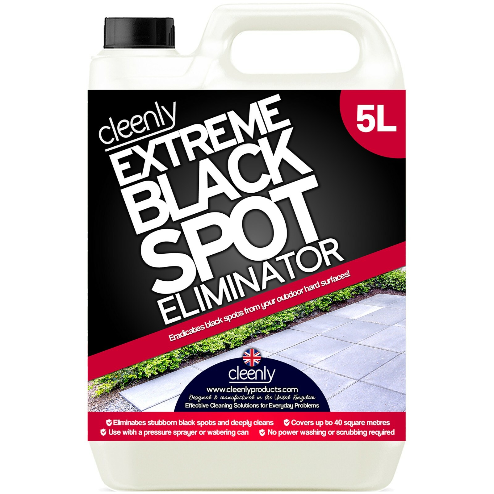 Patio Extreme Black Spot Remover 5L Algae Mould Drive Way Moss Killer Cleenly