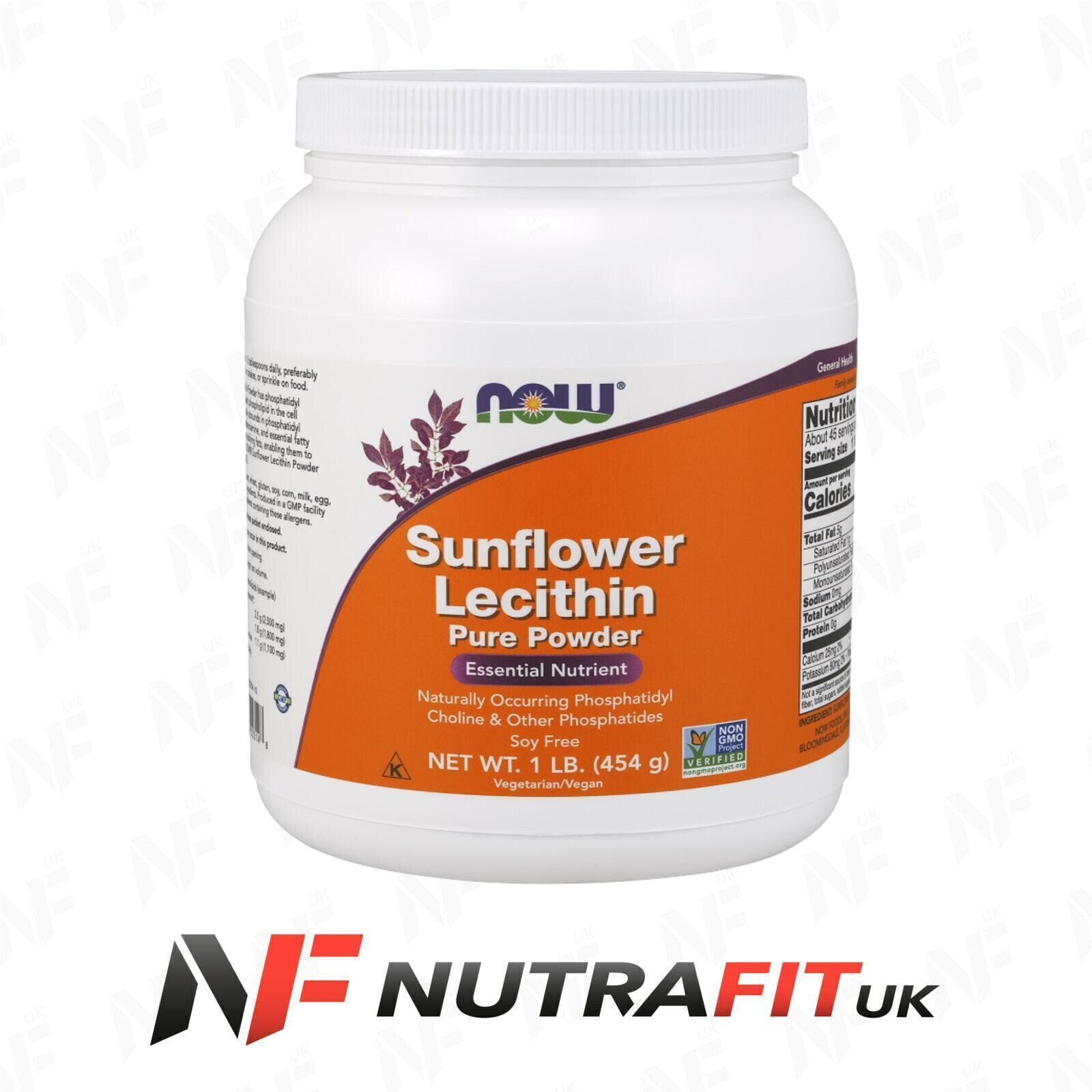 NOW FOODS SUNFLOWER LECITHIN PURE POWDER natural phospholipid non-GMO soy free