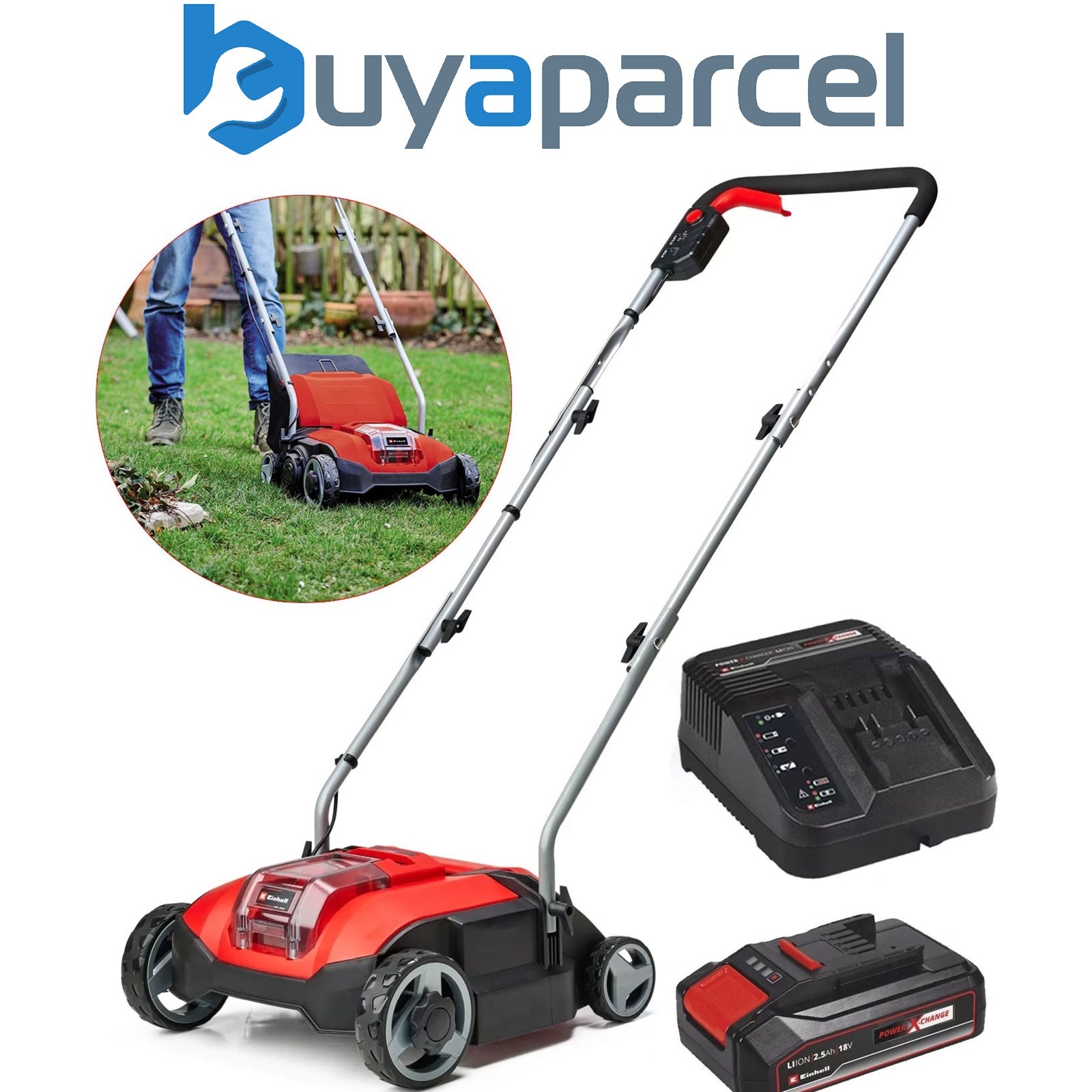 Einhell 18V Cordless Lawn Scarifier Aerator Brushless 28cm GC-SC 18/28 Li +2.5ah