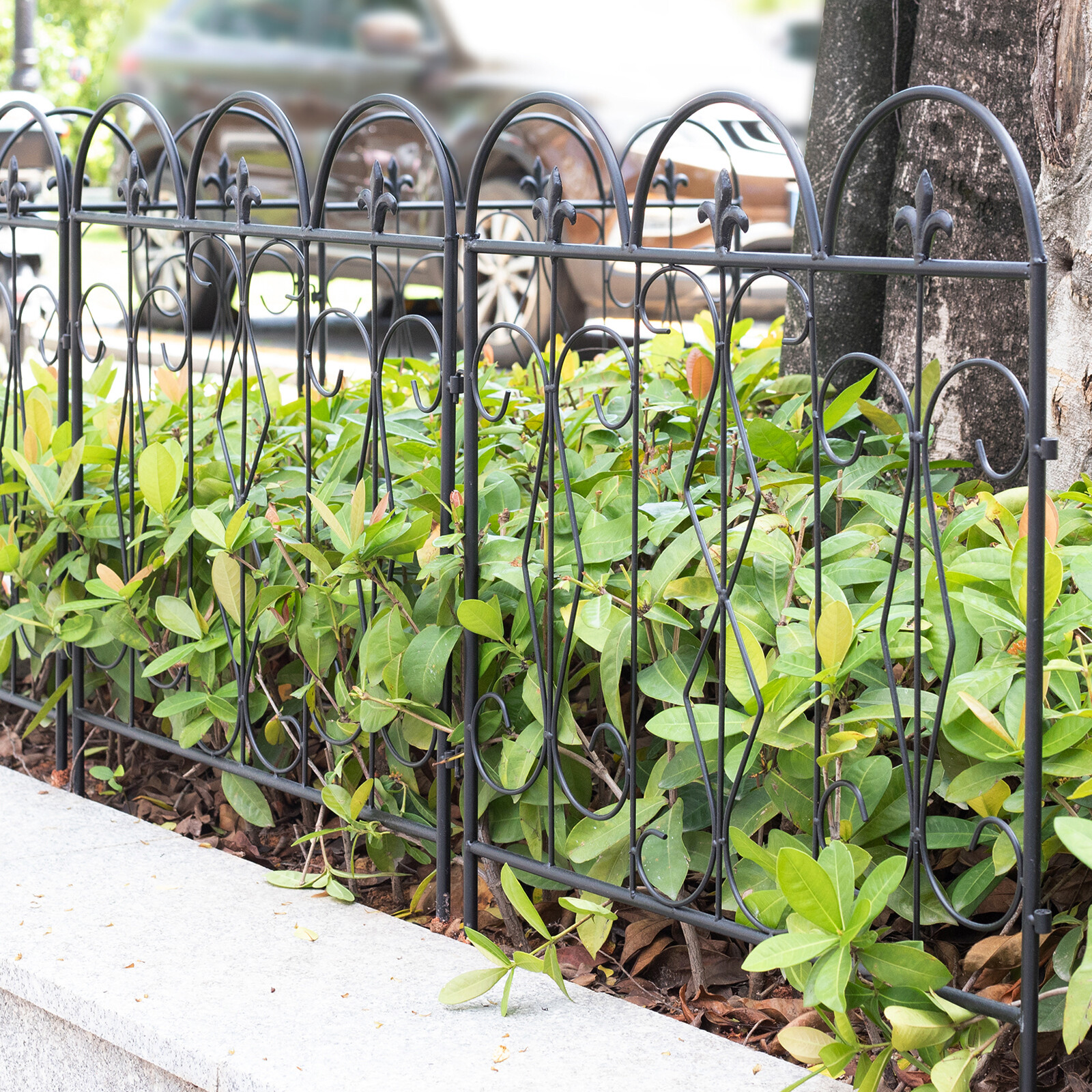 5 Steel Panels Garden Fence Vintage Pattern Lawn Flower Trellis Outdoor Barrier