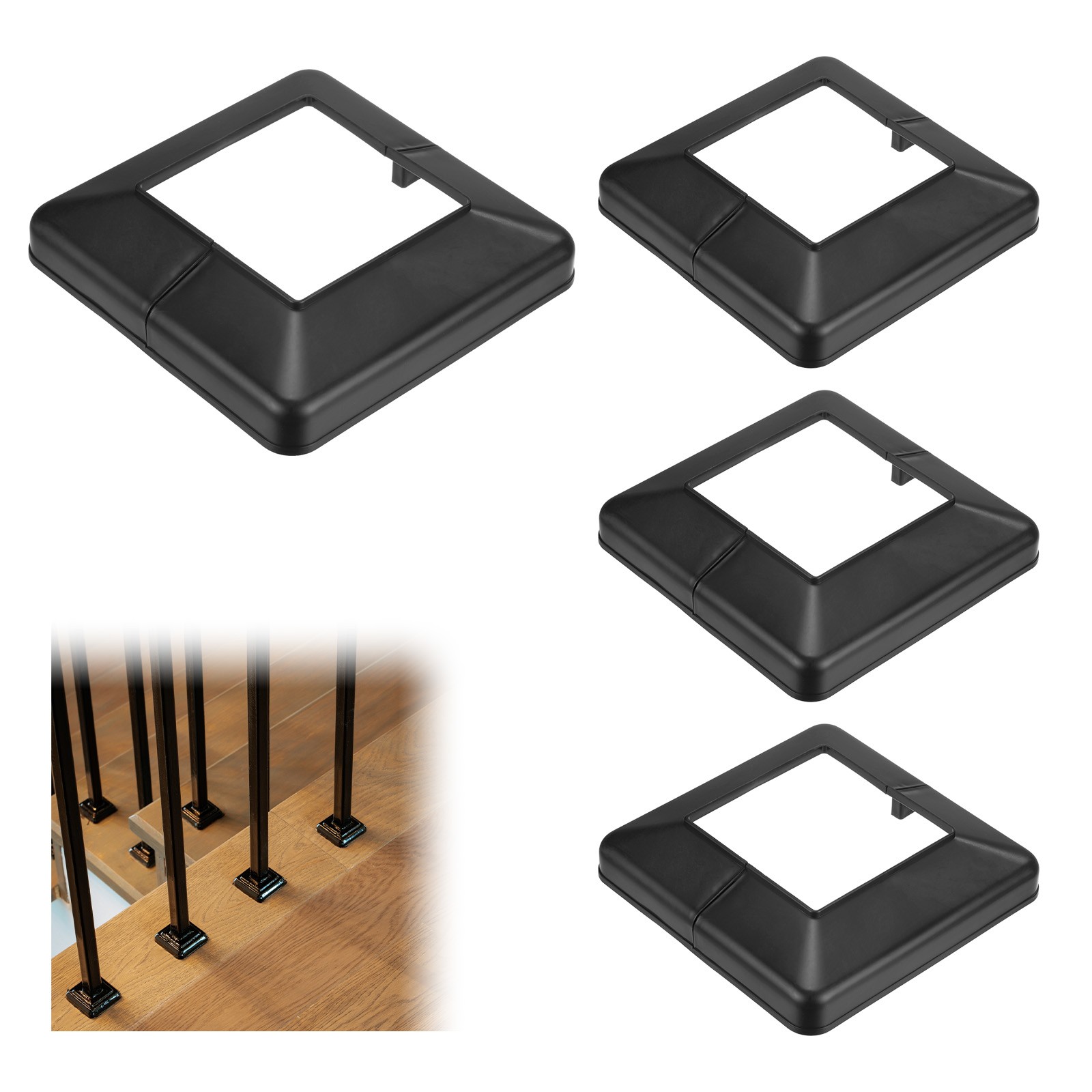 4-Pack Post Base Cover, Internal 4"x 4" PVC Post Skirt Split Type for Railing