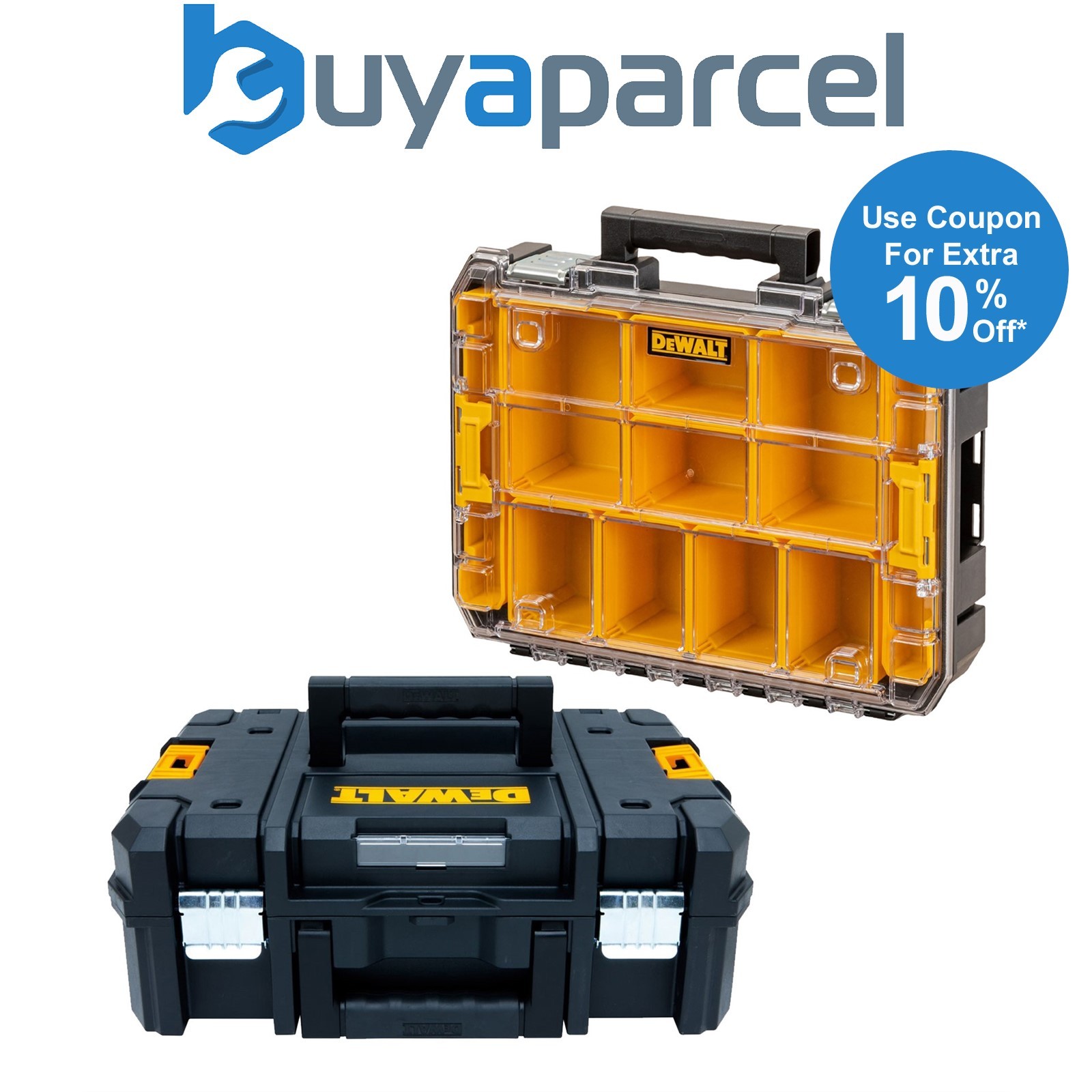 Dewalt DWST82968-1 Watersealed Stackable Tool Fixing Organiser + Tstak 2 Case