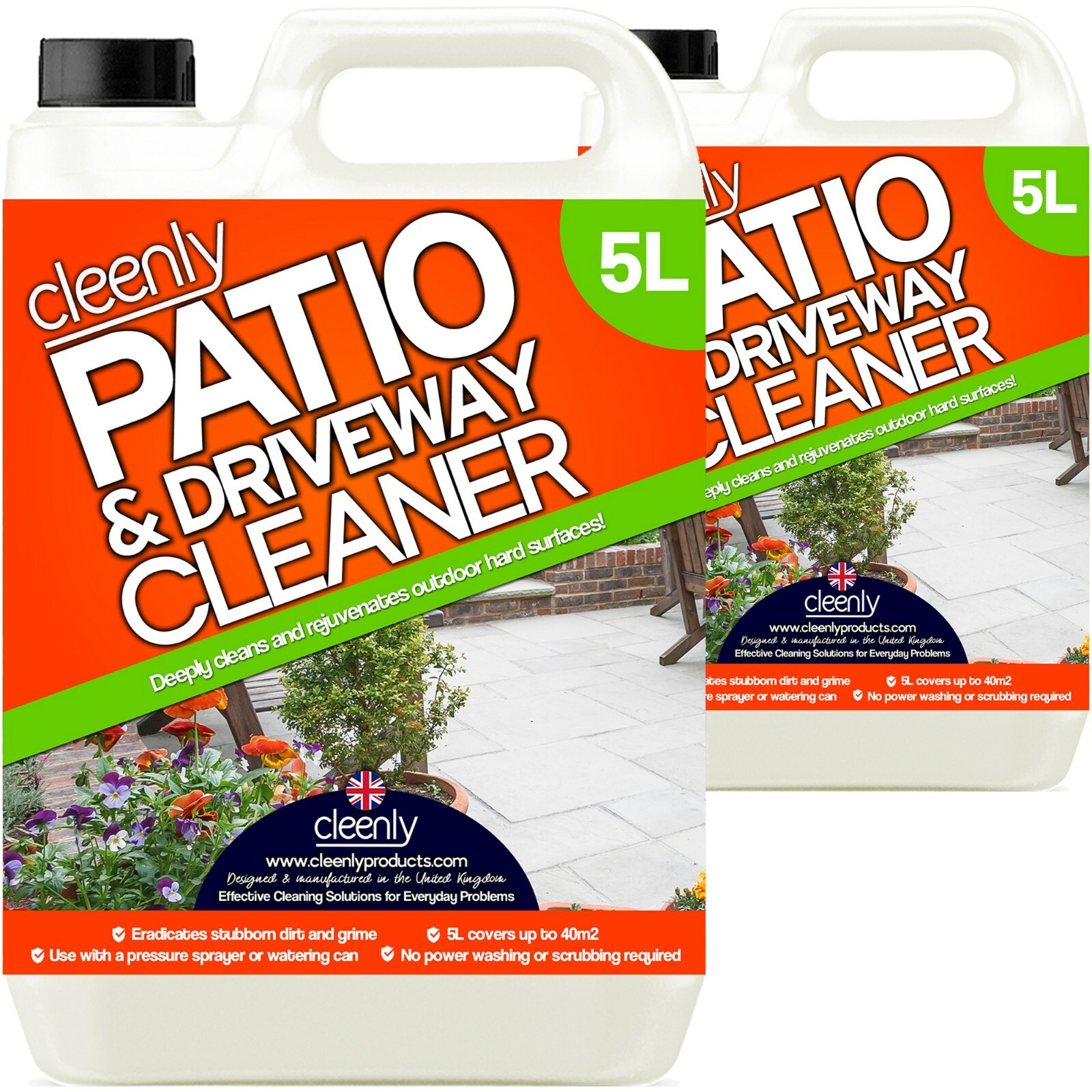 Cleenly Patio Drive Way Brick Cleaner 10L Green Mould Algae Killer 25% Stronger