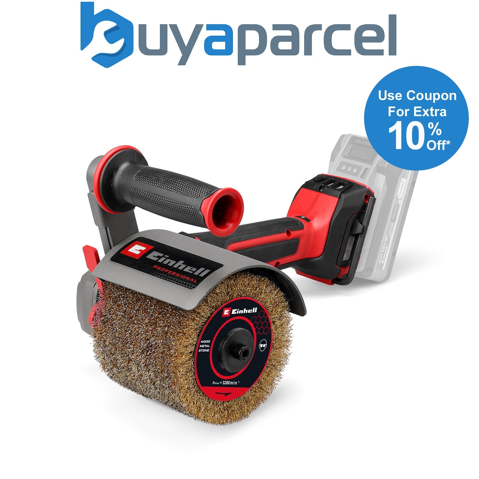 Einhell Professional 18v Cordless Sanding Roller Wire Brush TP-BR 18/32 Li BL