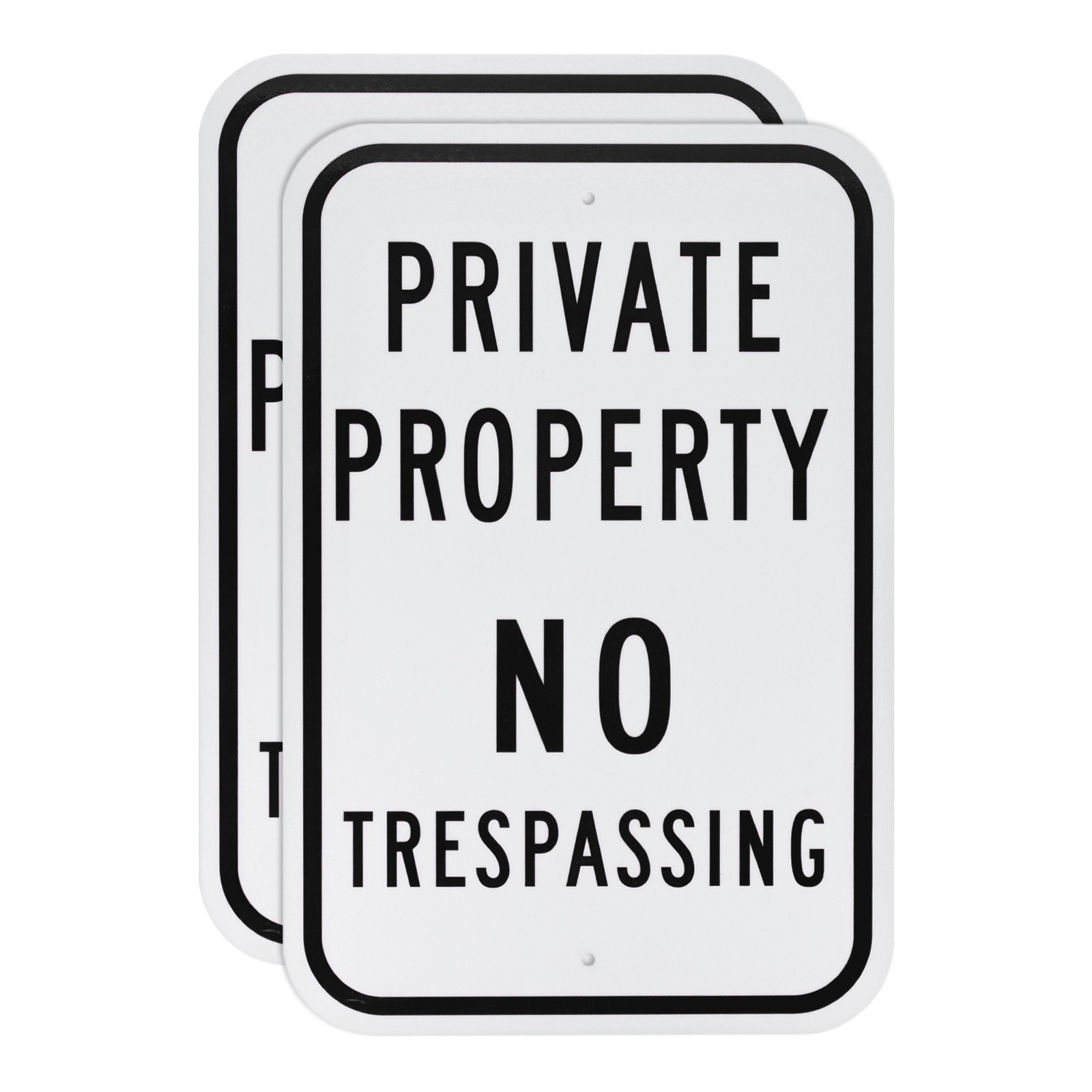 2-Pack Private Property - No Trespassing Sign for Garden 13.8" [Black on White]