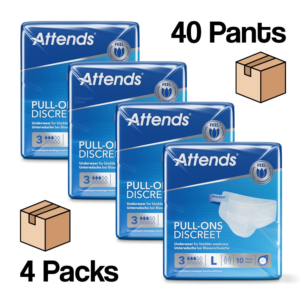 Adult Discreet Nappies Incontinence Pull up Pants ATTENDS 3L LARGE 40 Pack