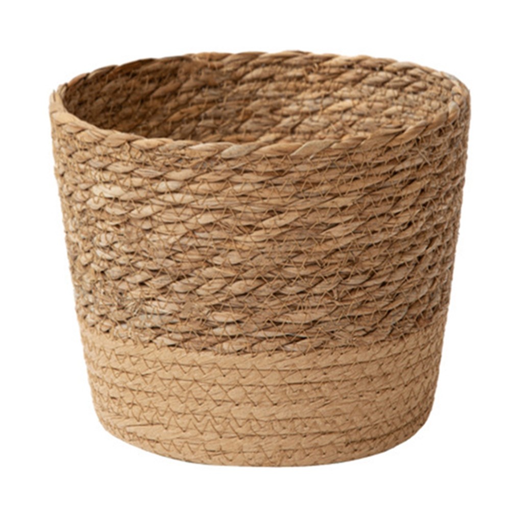 3X(Straw Weaving Flower Plant Pot Wicker Basket Rattan Flowerpot Storage6966