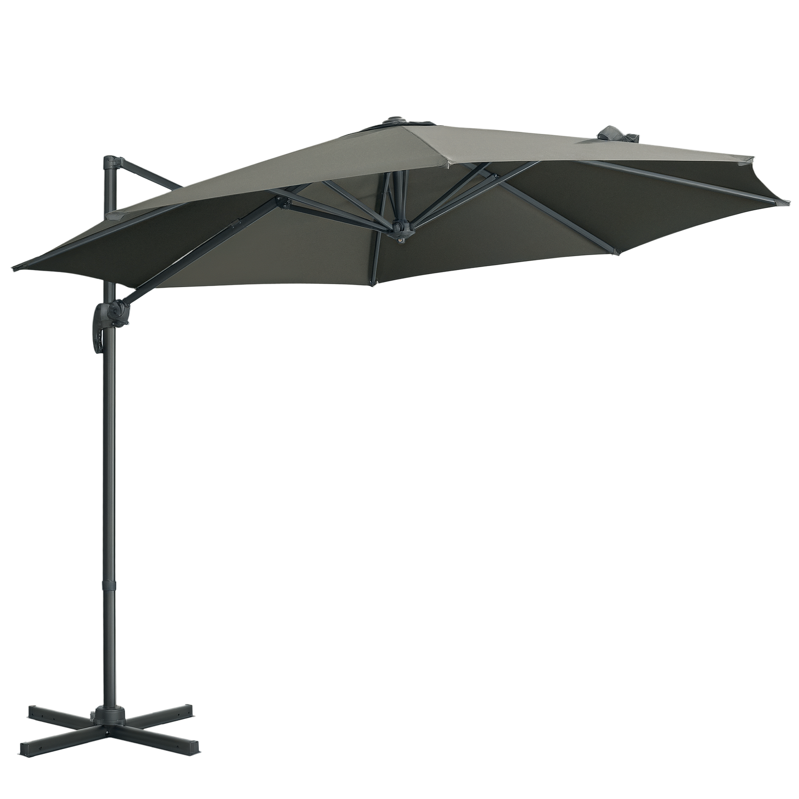 Outsunny 3 x 3(m) Cantilever Parasol Garden Umbrella with Cross Base Grey