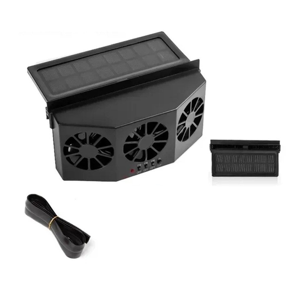 3 Head Solar Car Cooling Fan Electric Car Air Cooler Charging Vent Radiator1841