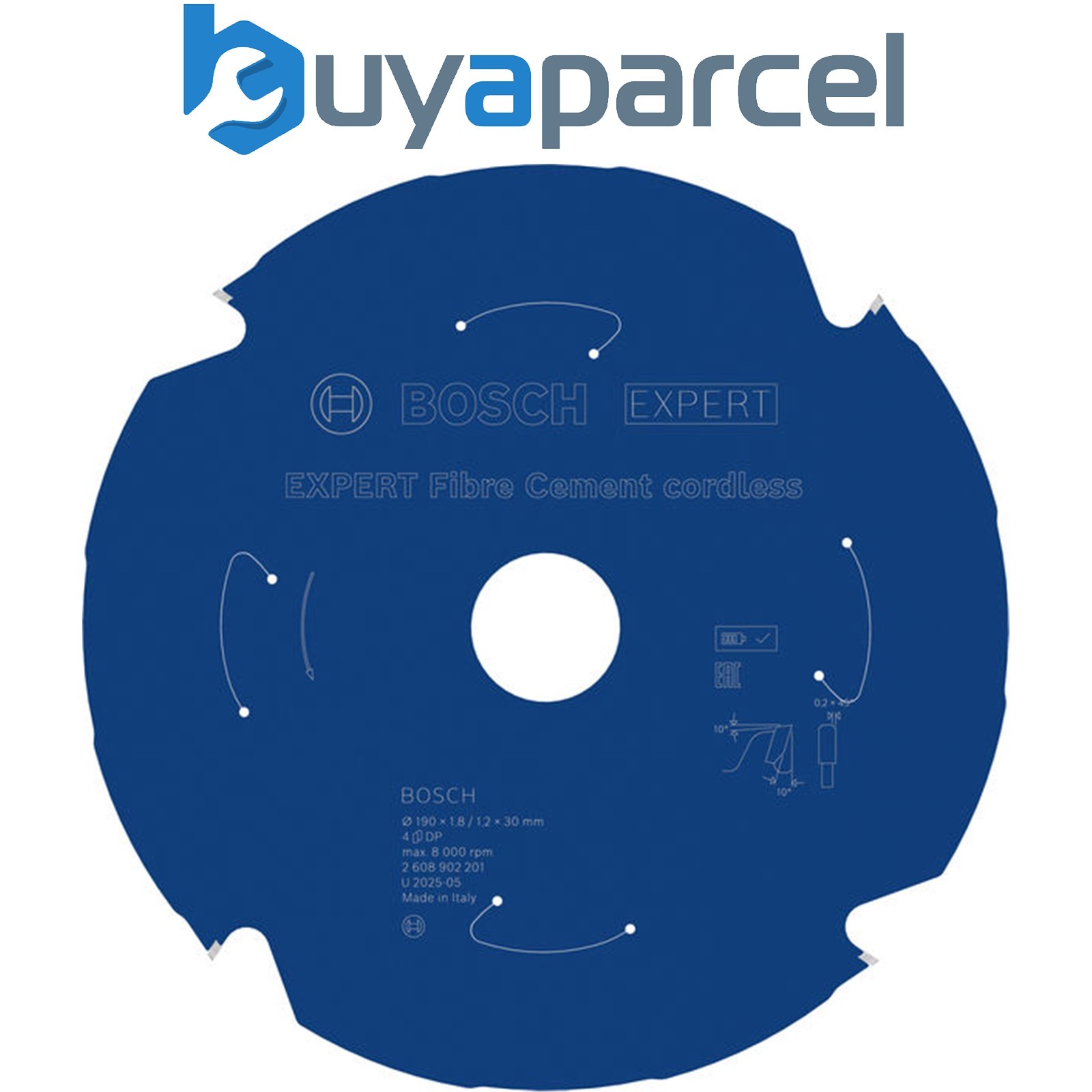 Bosch EXPERT Fibre Cement Circular Saw Blade 190 x 1.8/1.2 x 30mm T4 2608902201