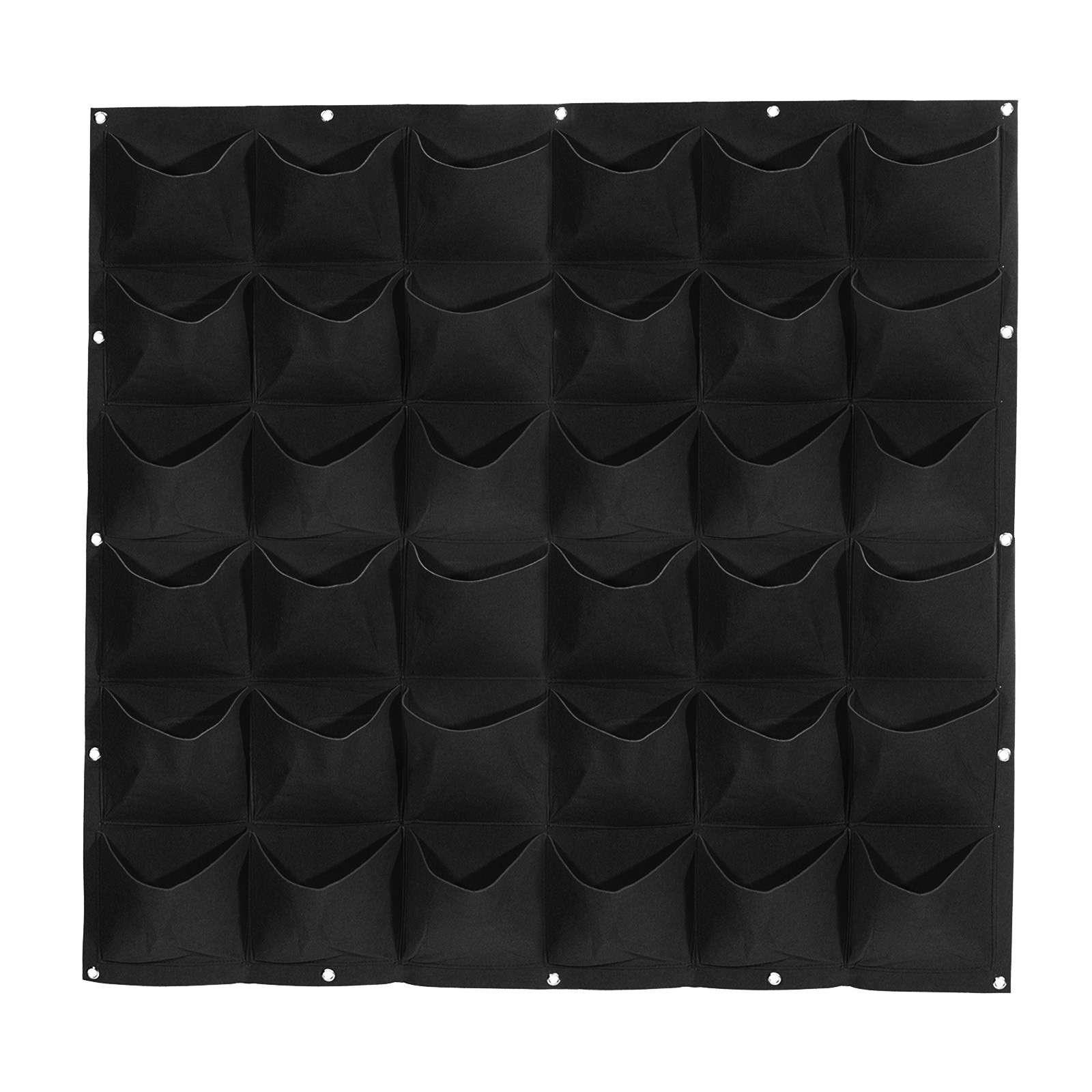 Vertical Hanging Felt Fabric Grow Bag Flowerpot Bag with 36 Pockets, Black