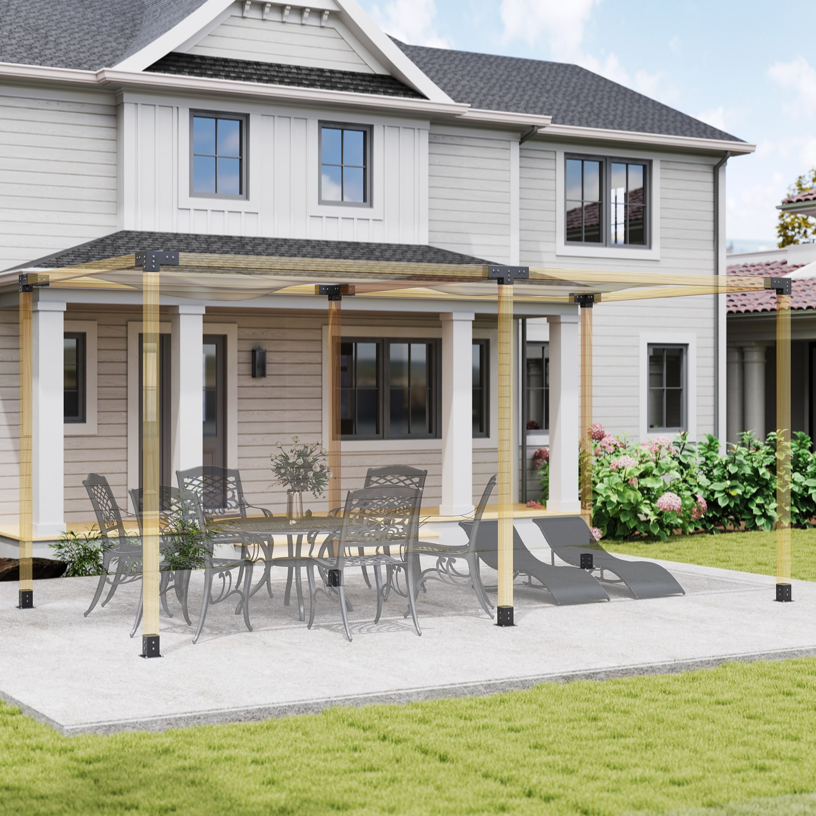 Pergola Kit, Pergola Brackets with 3-Way & 4-Way Corner Brackets and Post Base