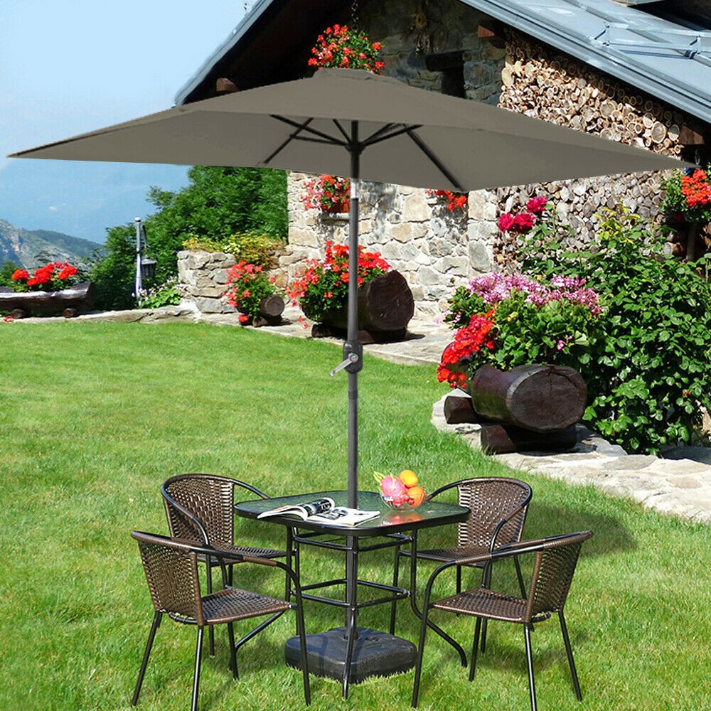 2x3M Garden Patio Canopy Parasol Outdoor Sun Shade Umbrella Crank Brown