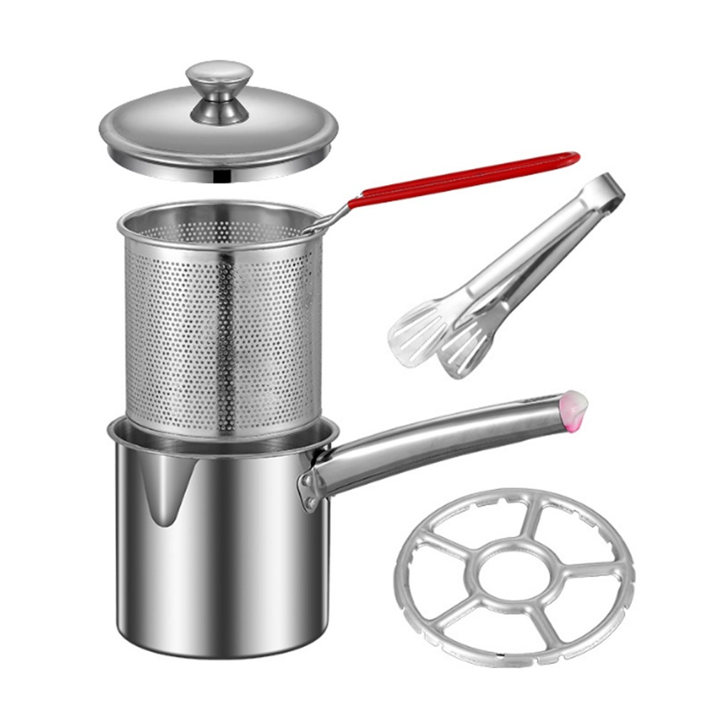 1.8L Deep Fryer Pot, Small Fryer Pot, Multipurpose Stainless Steel Baskets,3548