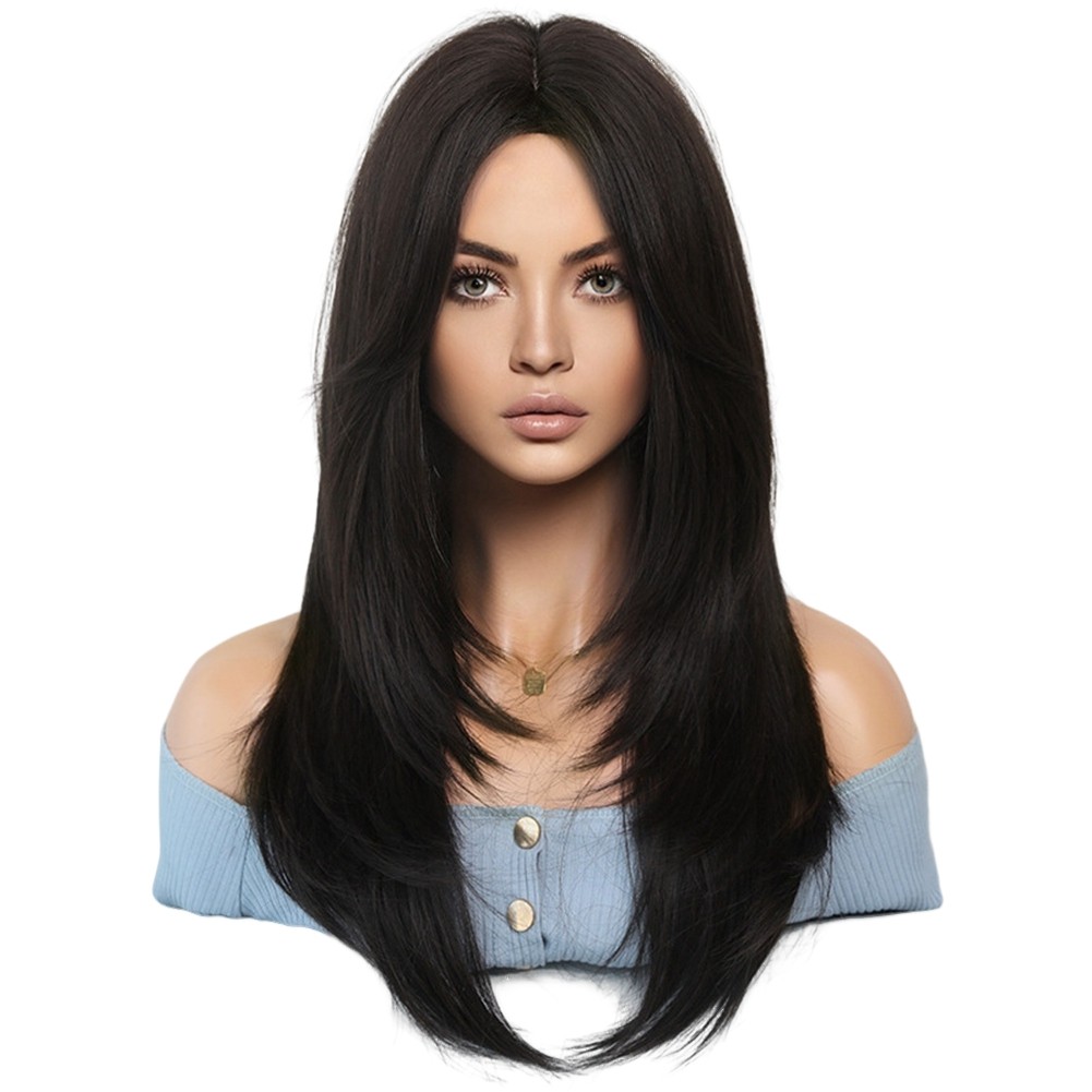 2X(64cm European and American Simulation Wig Female Long Hair Center Parted3778