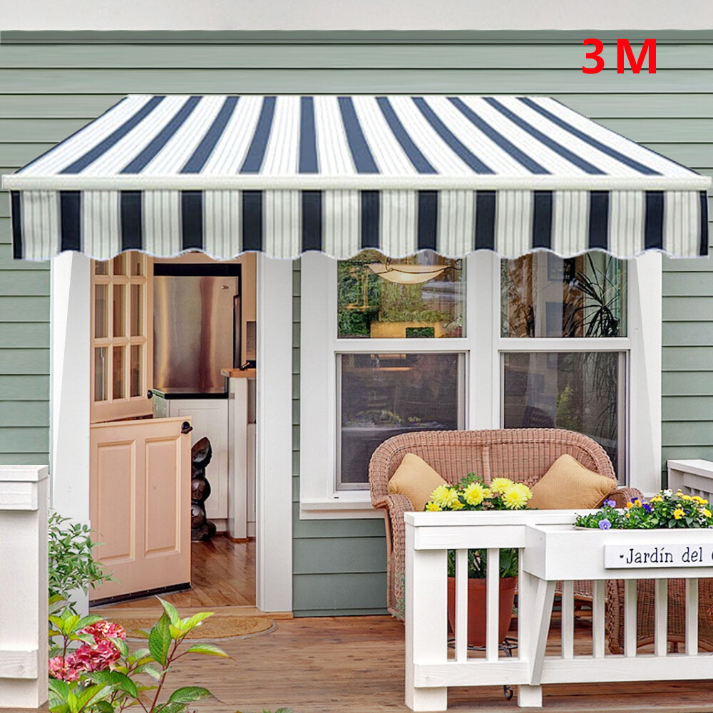 3x2.5m Garden Manual Awning Canopy Outdoor Patio Sun Shade Retractable Shelter