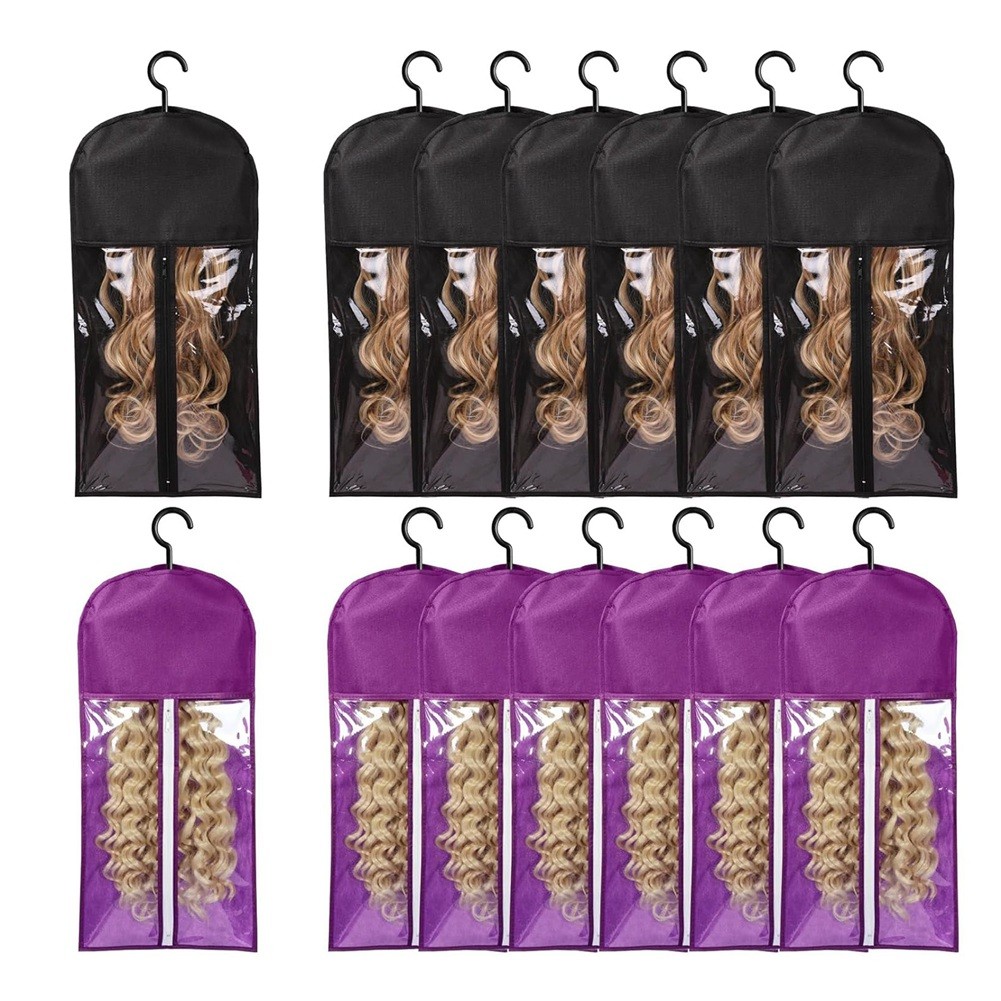 12PCS Wig Bags Storage with Hanger Hair Extension Holder Wig Storage for4213