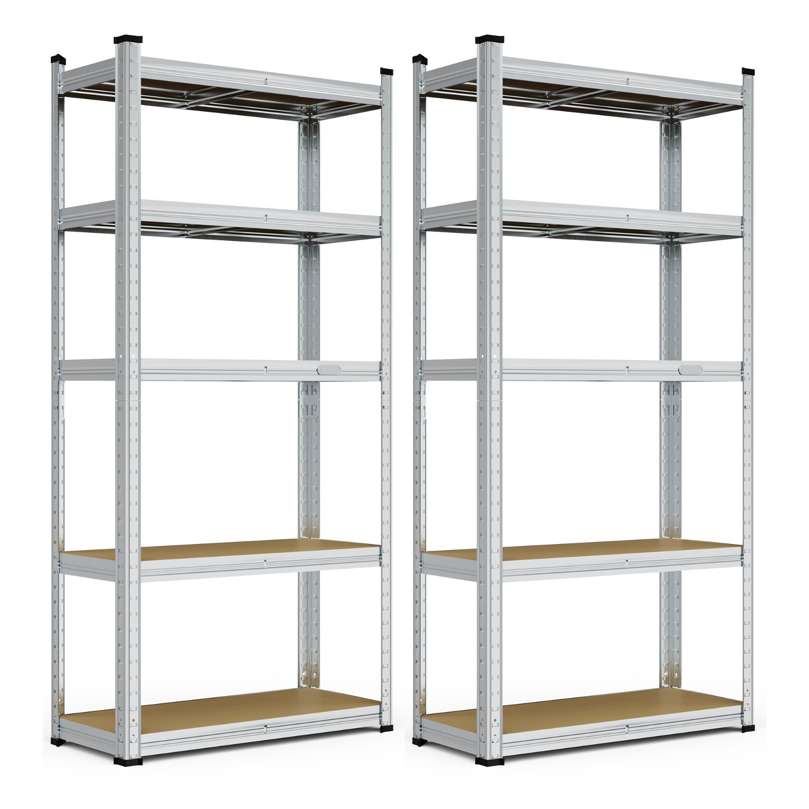 5-Tier Garage Shelving Units VonHaus Pack of 2 - 1.5m Rackings, 175kg Per Shelf