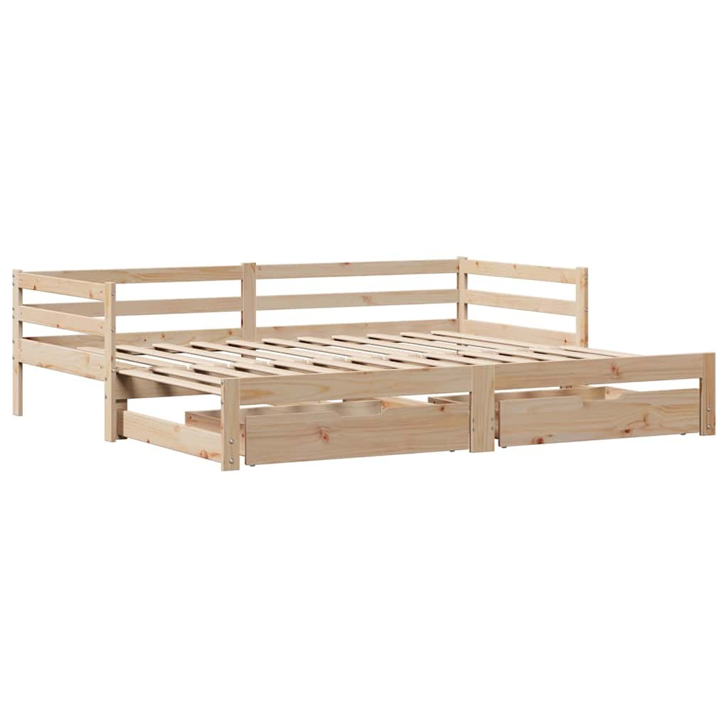 Daybed with Drawers Sofa Bed Guest Couch 90x200 cm Solid Wood Pine vidaXL