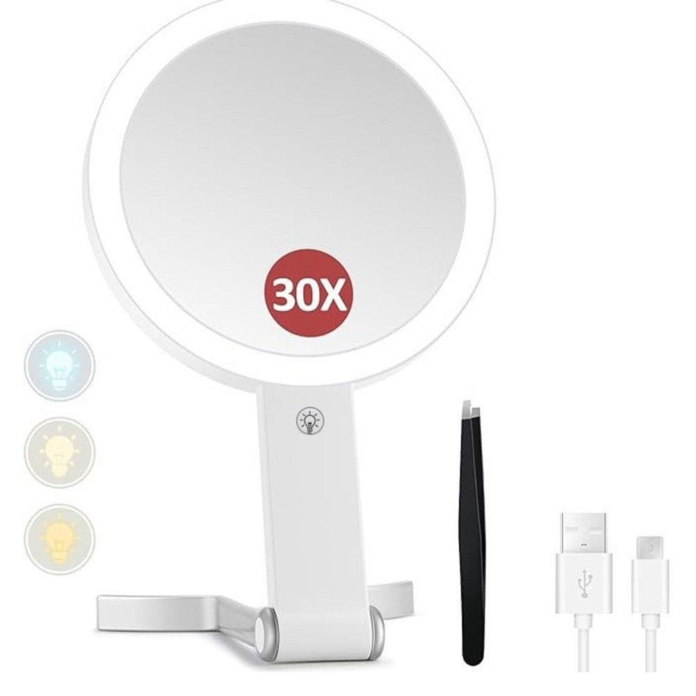Magnifying with Light, Sided 30X/1X Lighted Travel Makeup with9946