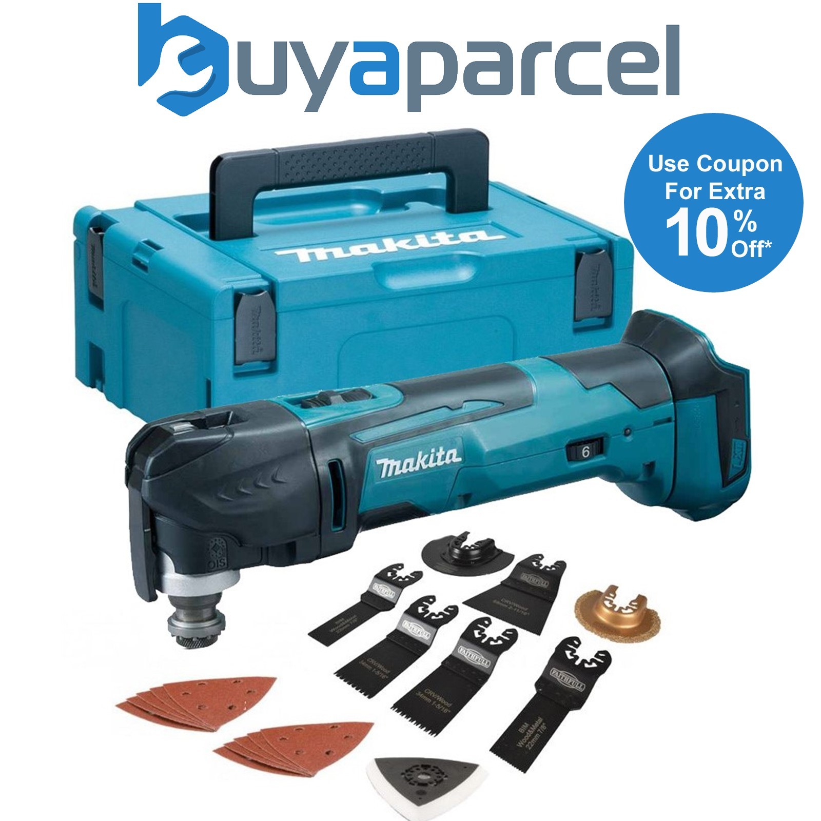 Makita DTM51Z 18v Lithium Multi Tool Keyless Blade Change + Case + Accessories