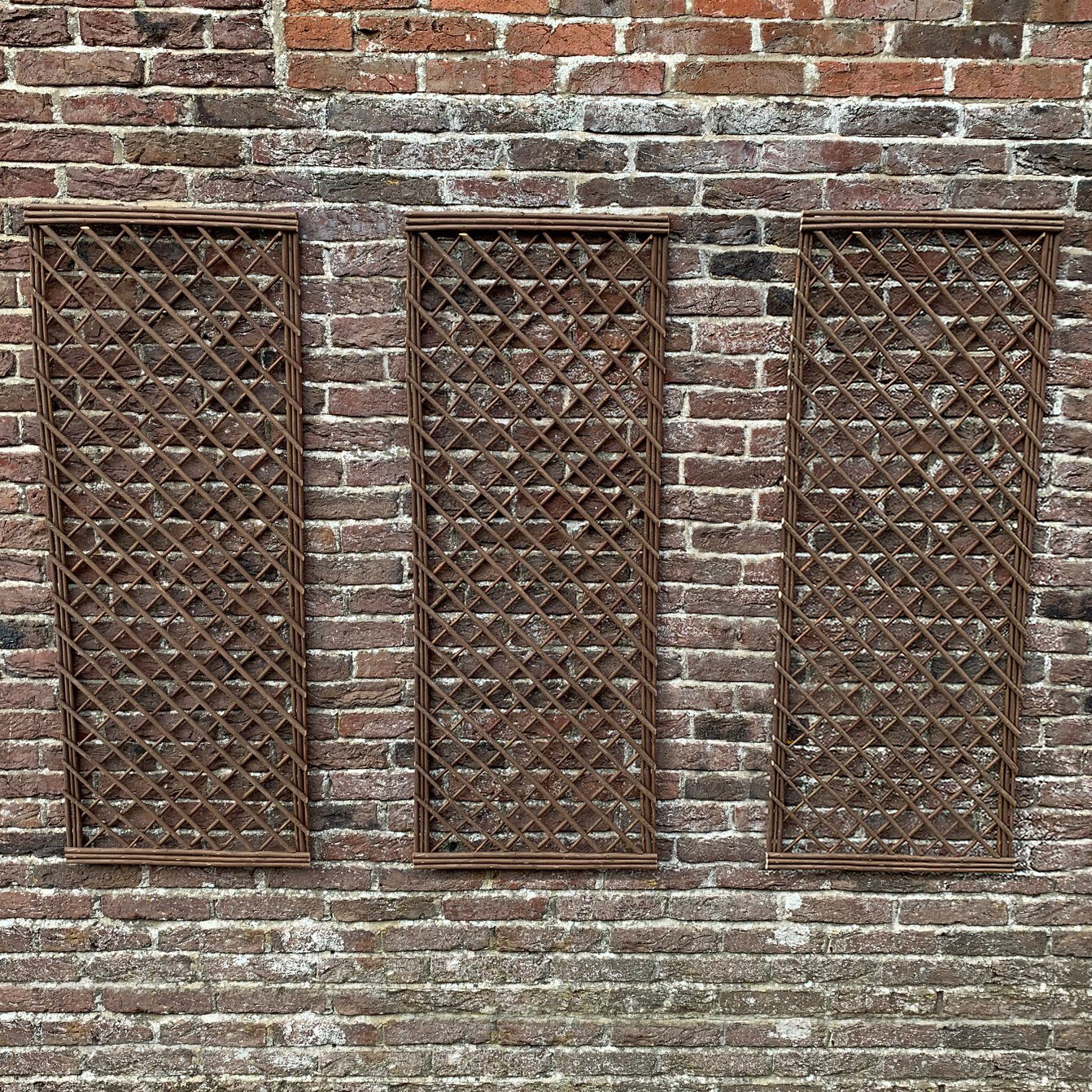 Willow Garden Trellis Panels with Square Top Plant Support Set of 3 120cm x 45cm