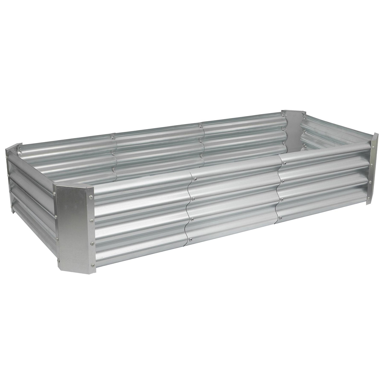 1x Silver 180cm x 90cm Rectangle Galvanised Steel Raised Garden Bed Planter Box