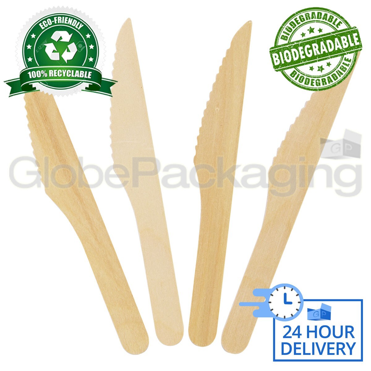 2000 x Wooden Disposable Knives Biodegradable Wood Cutlery For Parties Catering