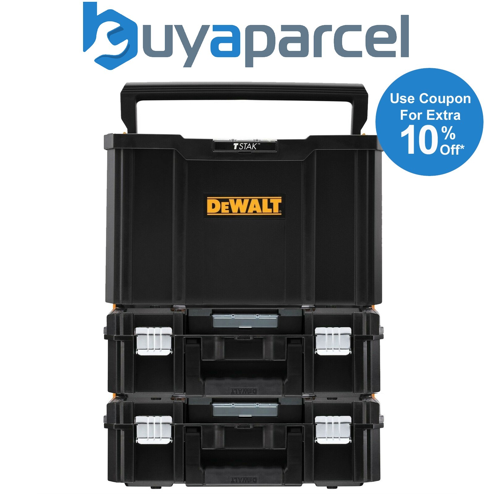 Dewalt Tstak Tool Carry Open Tote Tool Box Carrier TStak II Case - Triple Pack