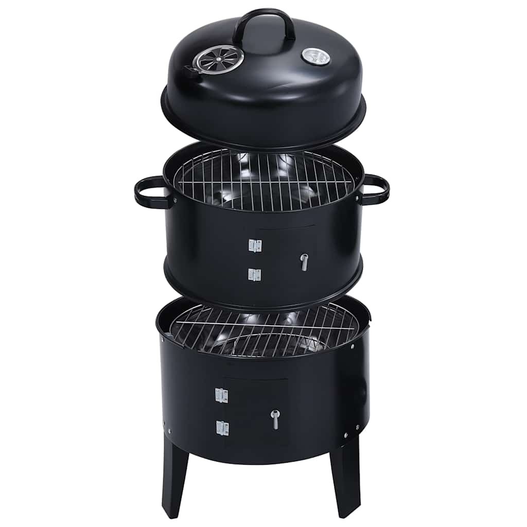 3-in-1 Charcoal Smoker BBQ Grill Outdoor Barbecue Freestanding vidaXL
