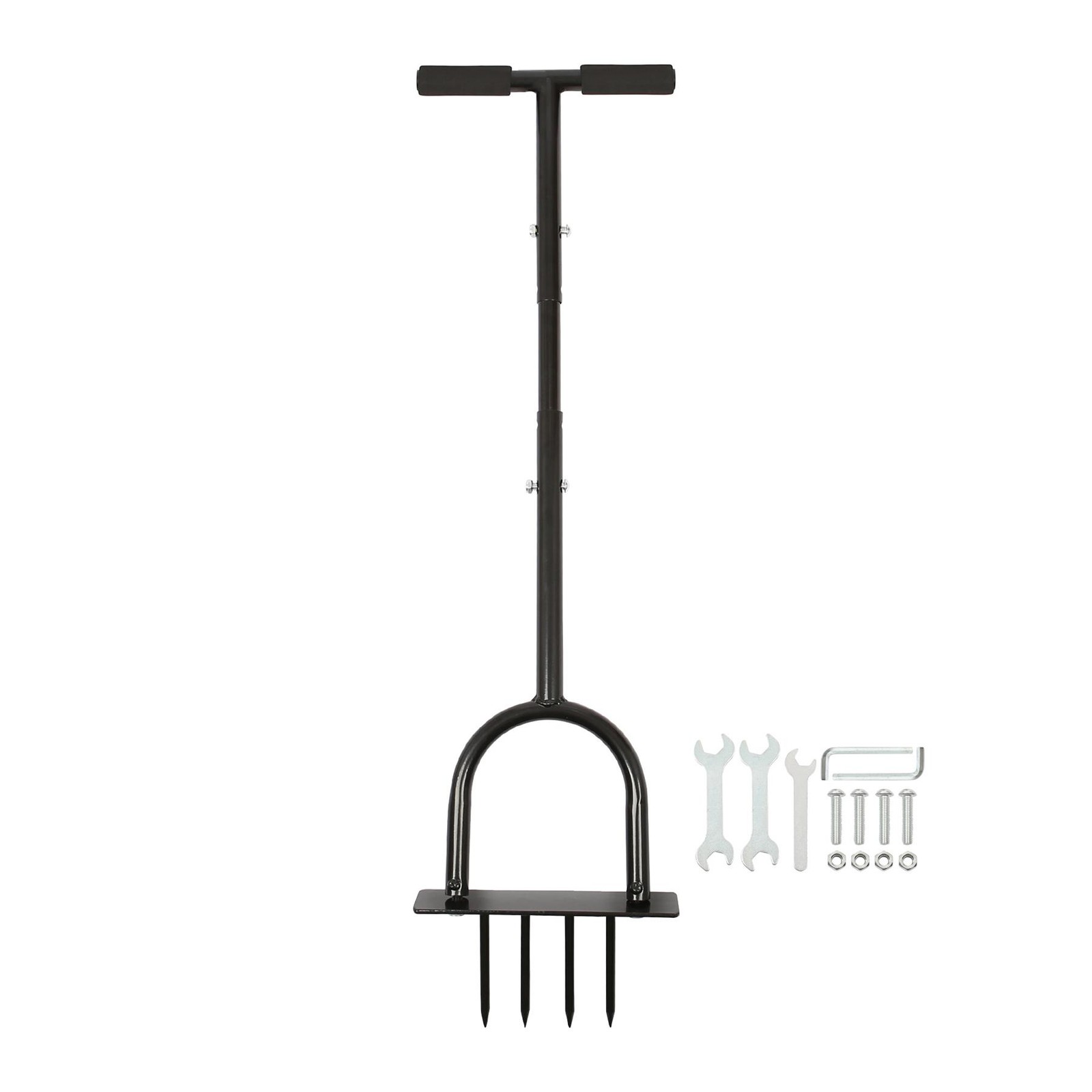 4-Prong Lawn Aerator 24.5cm x 1m Metal Outdoor Grass Soil Spike Hand Fork Tool
