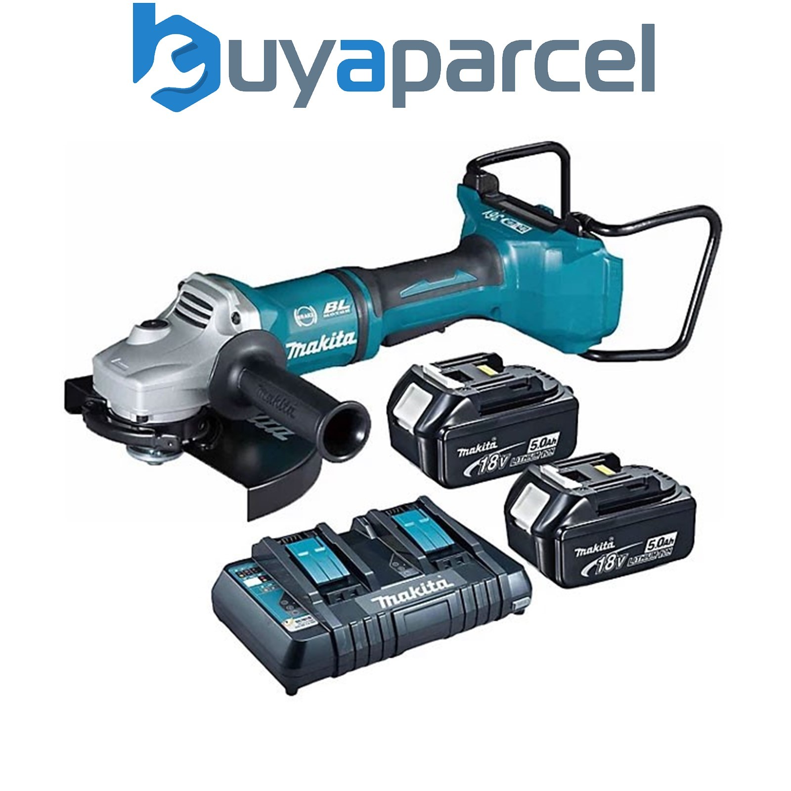 Makita DGA900PT2 18v / 36v Cordless Brushless 230mm 9" Angle Grinder - 2 X 5.0ah