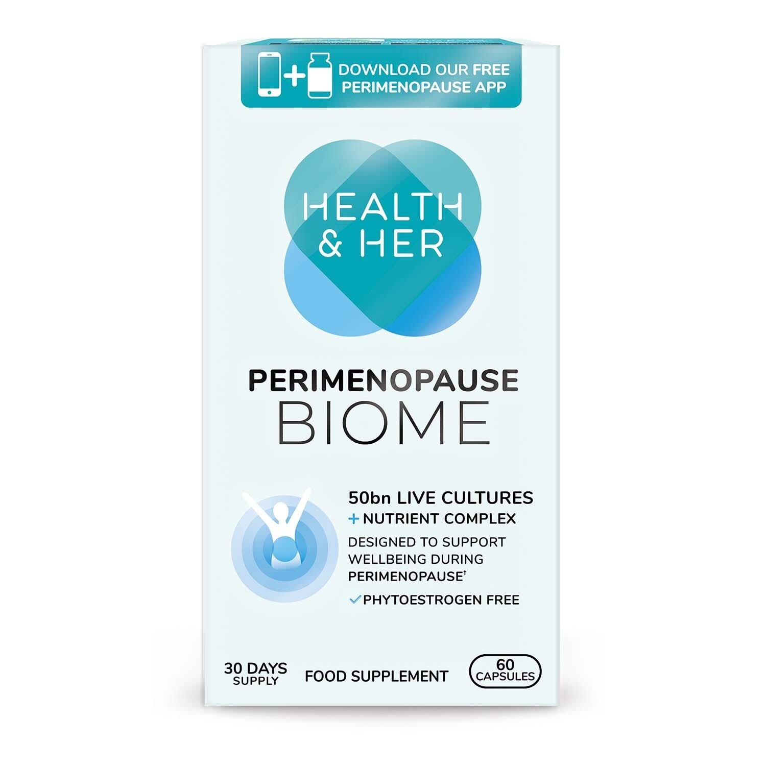 Health & Her Perimenopause Biome Support Supplement 60 Capsules for Balance
