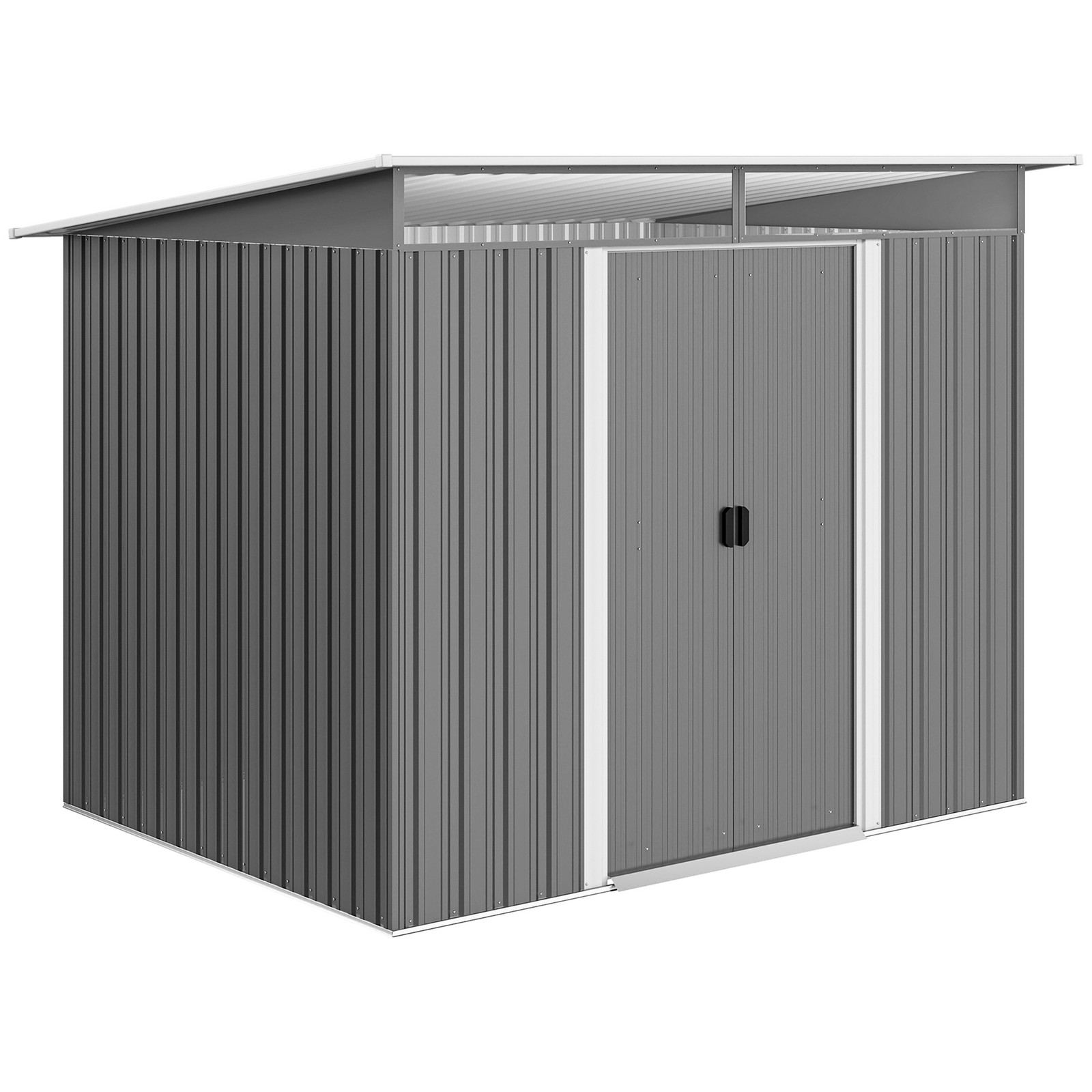 Outsunny Garden Shed Outdoor Storage Tool Organizer w/ Double Sliding Door Grey