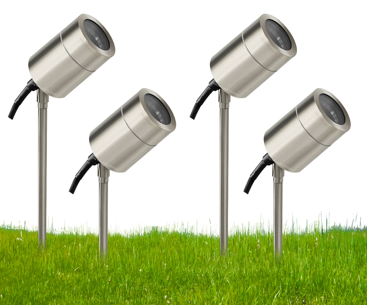 4 x Stainless Steel Garden Ground Spike light Adjustable Outdoor Spike 240V