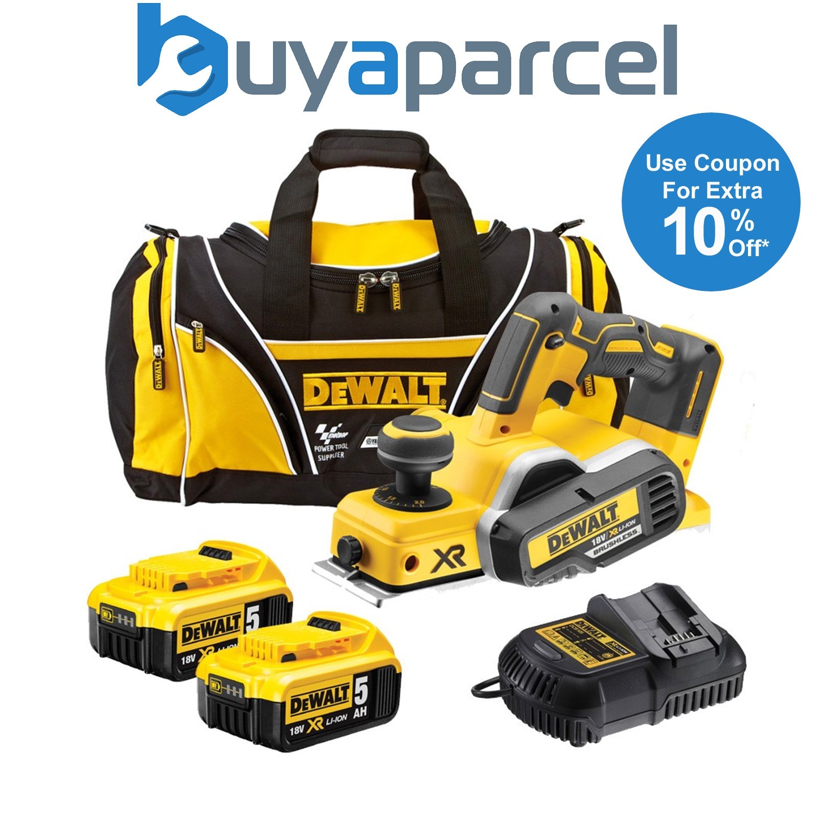 Dewalt DCP580P2 18v XR Cordless Brushless Planer + 2 x 5.0ah Batt, Charger + Bag