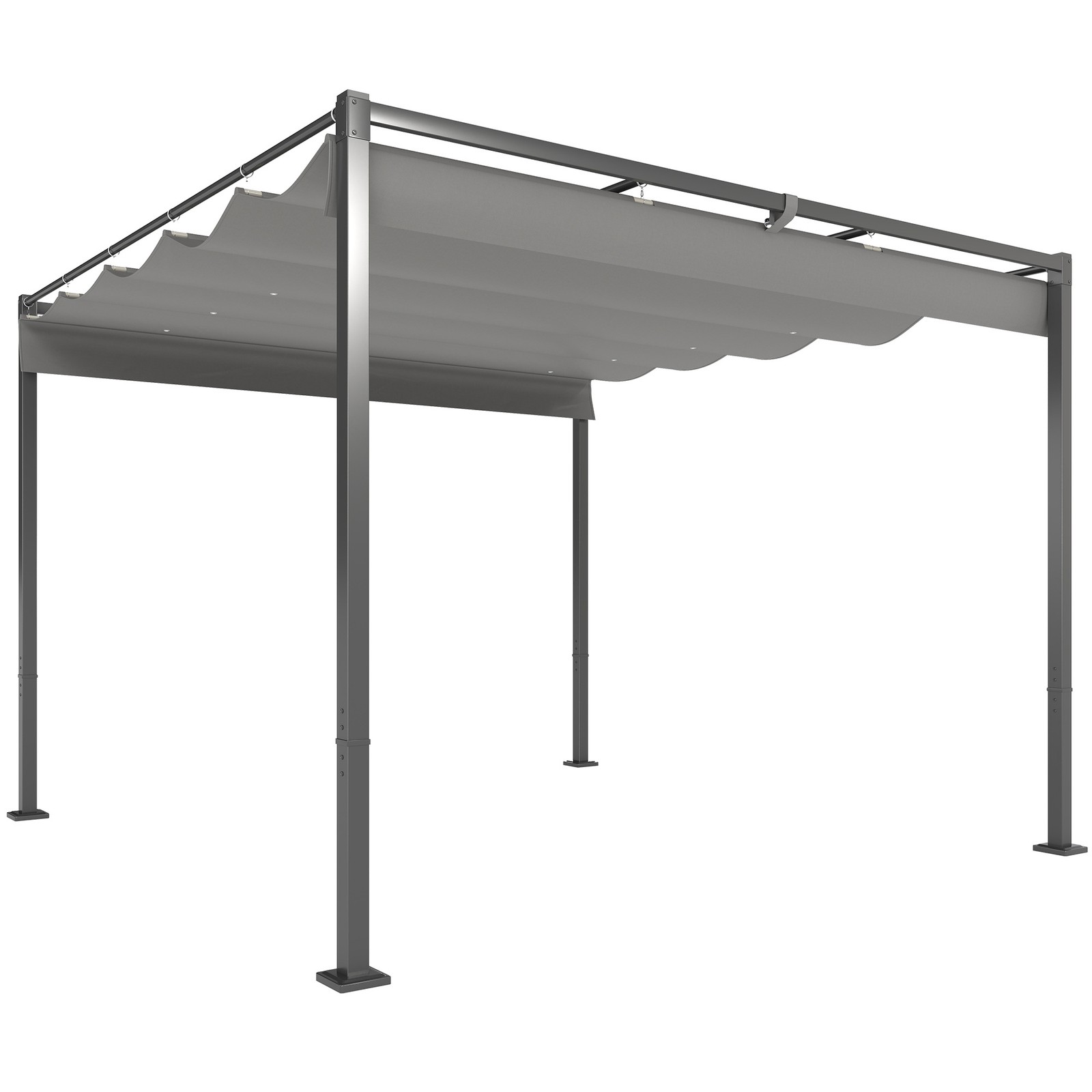 Outsunny 3 x 3(m) Garden Pergola with Retractable Roof, UPF30+, Grey