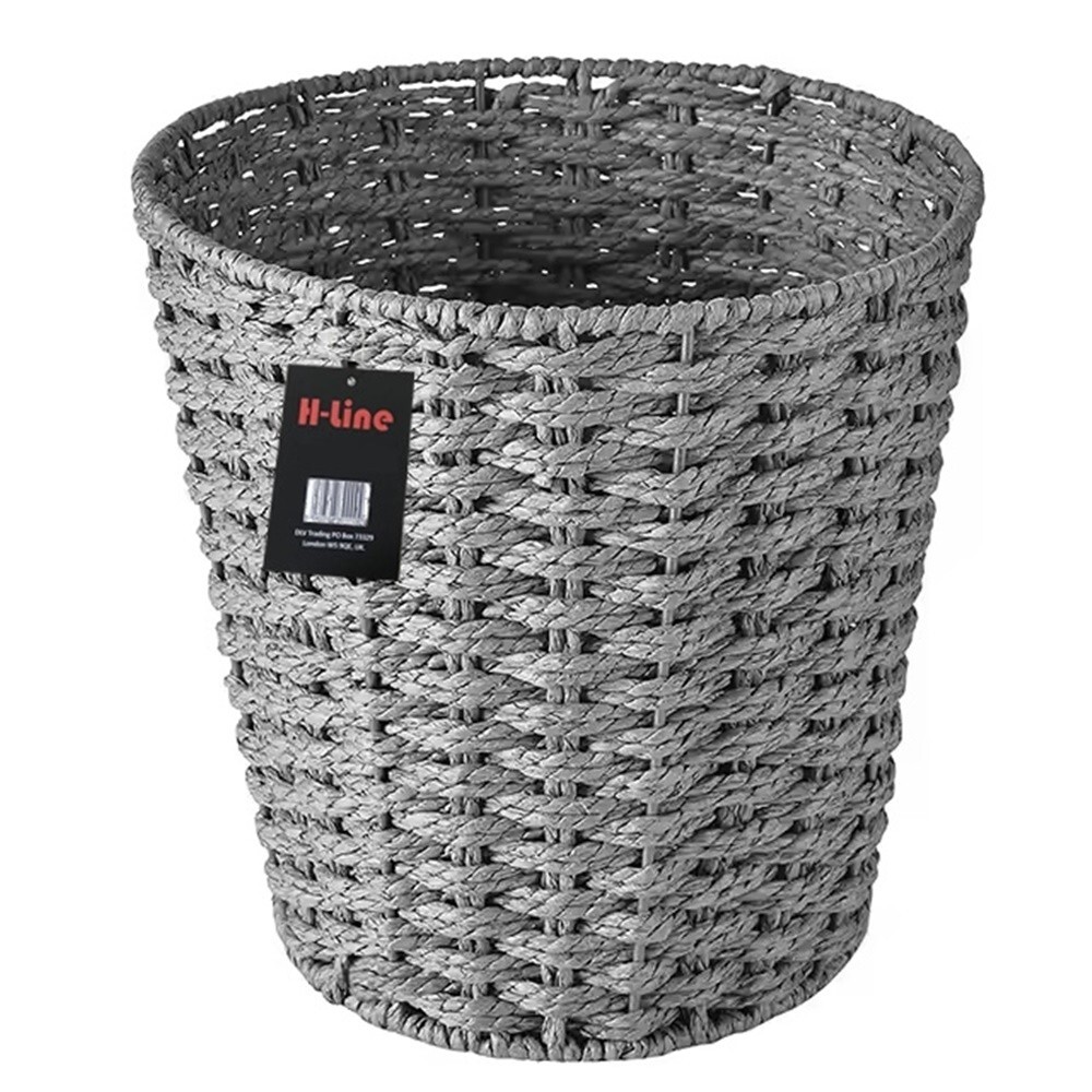 GREY PAPER ROPE BASKET BIN STORAGE WASTE PAPER RUBBISH BIN BEDROOM OFFICE