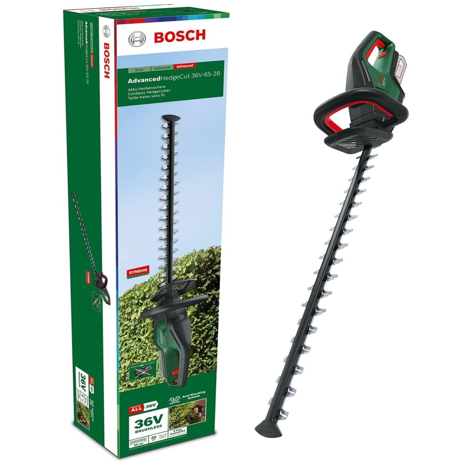 Bosch AdvancedHedgeCut 65-28 Cordless Hedge Trimmer 36V Body Only -Classic Green