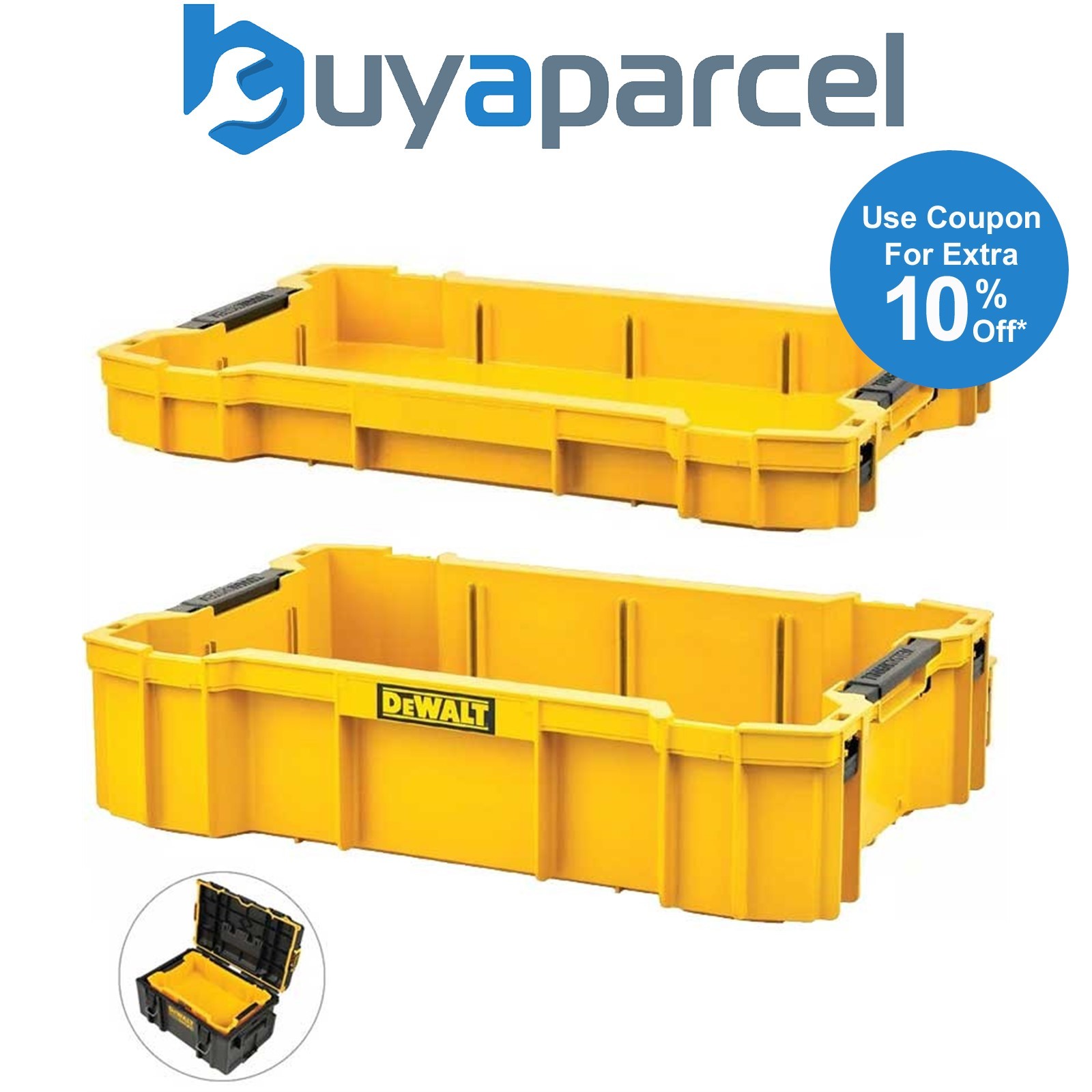 Dewalt Tough System 2.0 Tool Box Internal Deep Storage + Shallow Tool Tray Twin