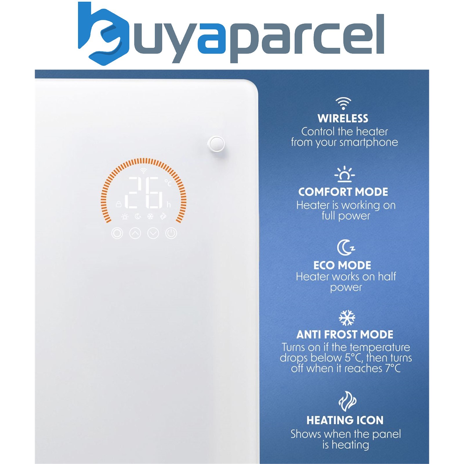 Sealey DH138 Baridi Electric Glass Panel Heater, 1500W, Thermostat Controlled 24