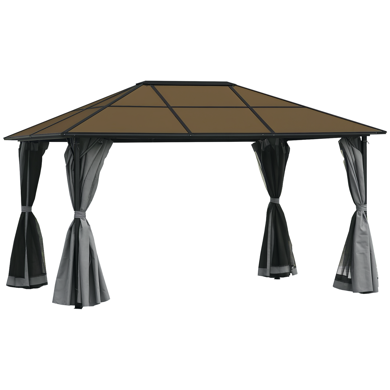 Outsunny 3 x 4m Polycarbonate Hardtop Gazebo with Aluminium Frame and Curtains
