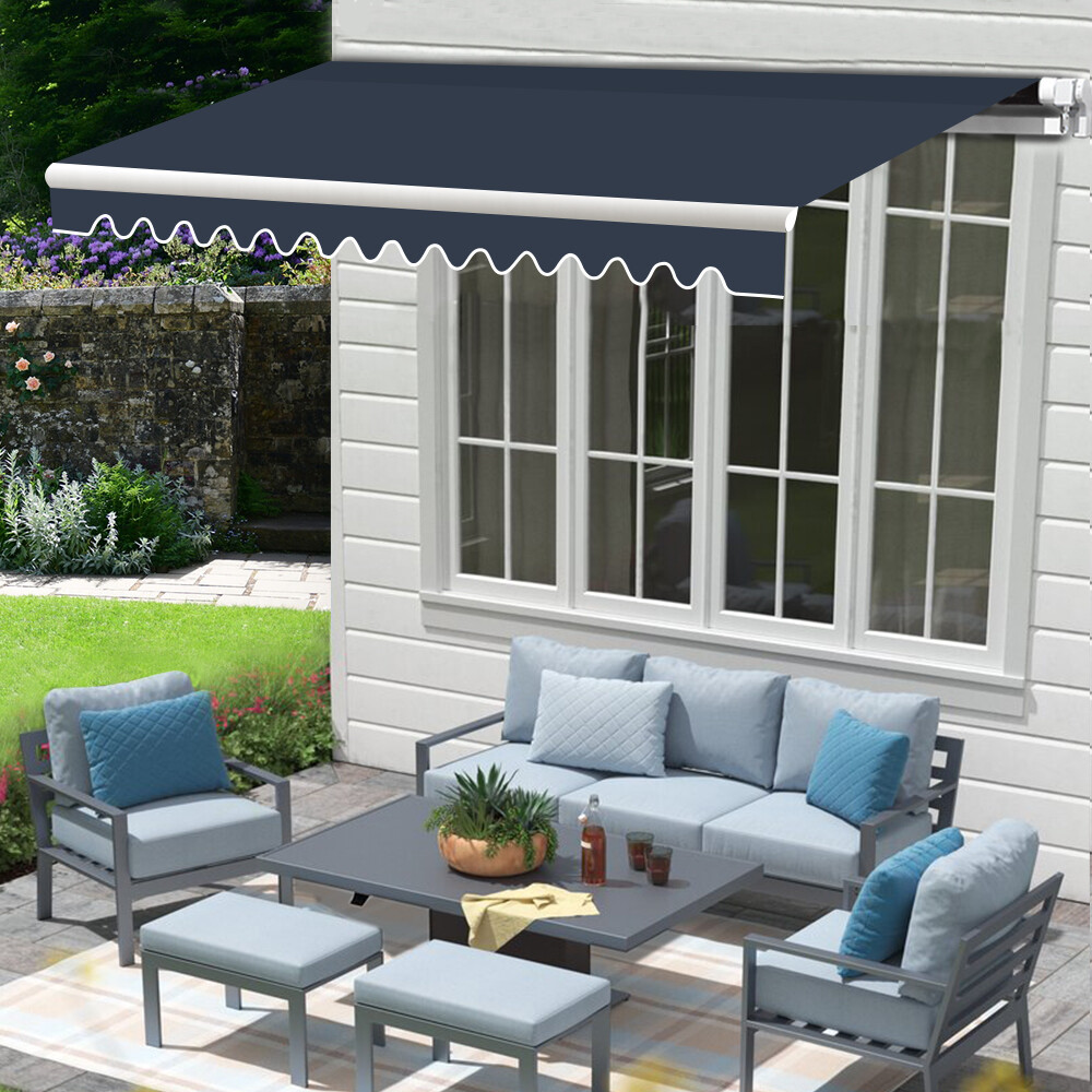 2x1.5m Retractable Awning Manual Outdoor Garden Canopy Patio Sun Shade Shelter