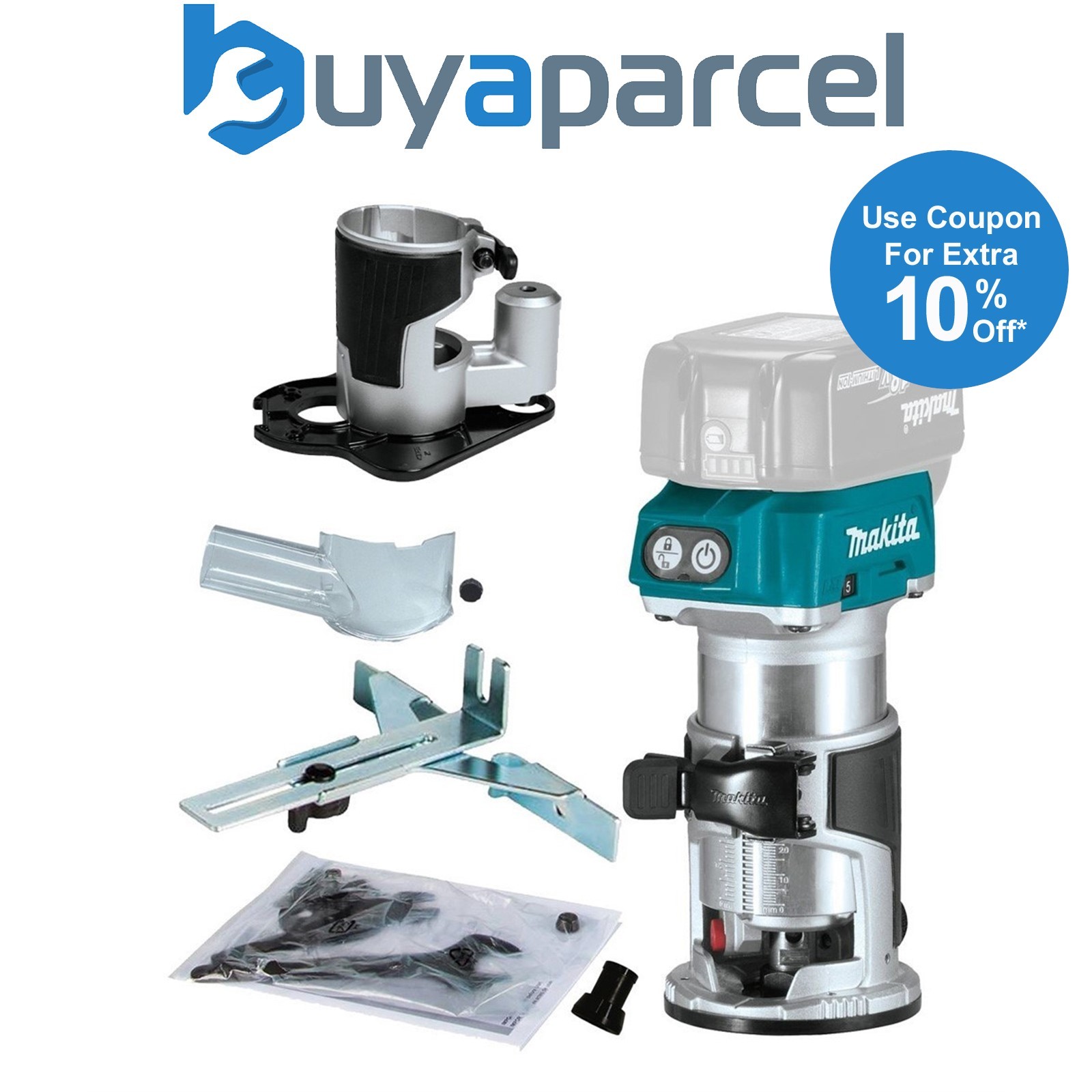 Makita DRT50Z 18V LXT Brushless Cordless Laminate Router Trimmer + Offset Base