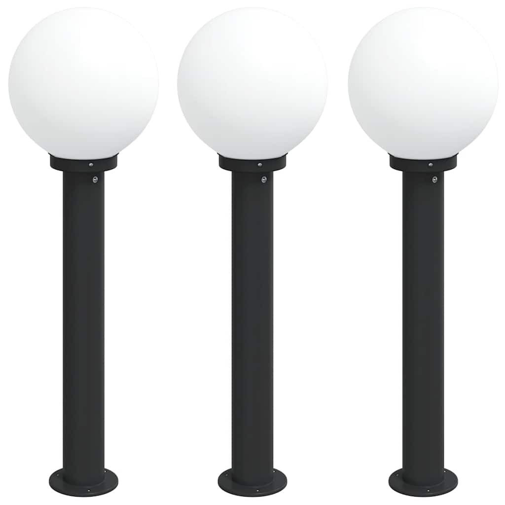 Bollard Lights 3pcs 80 cm Black Stainless Steel IP44 Outdoor Garden Path vidaXL