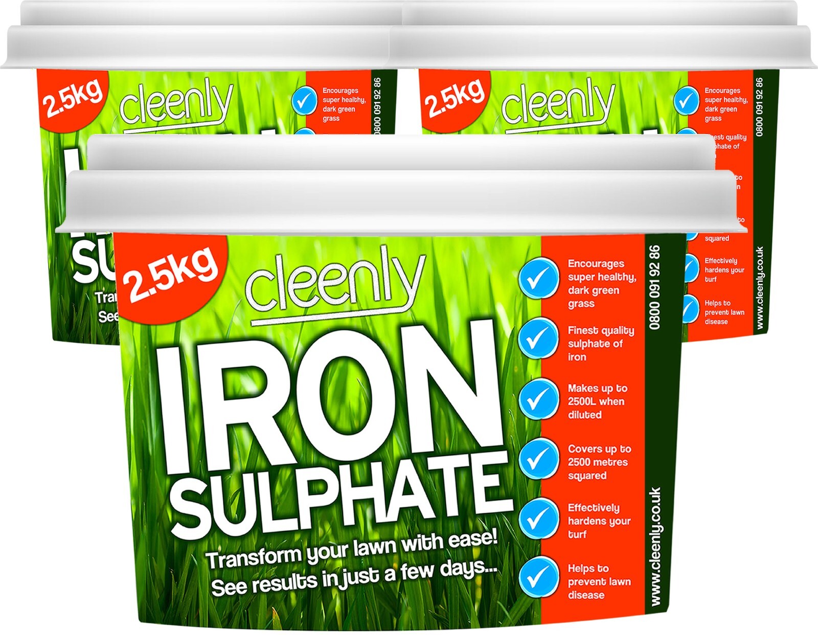Cleenly Lawn Fertiliser 7.5kg Tub Iron Sulphate Grass Feed 7500m2