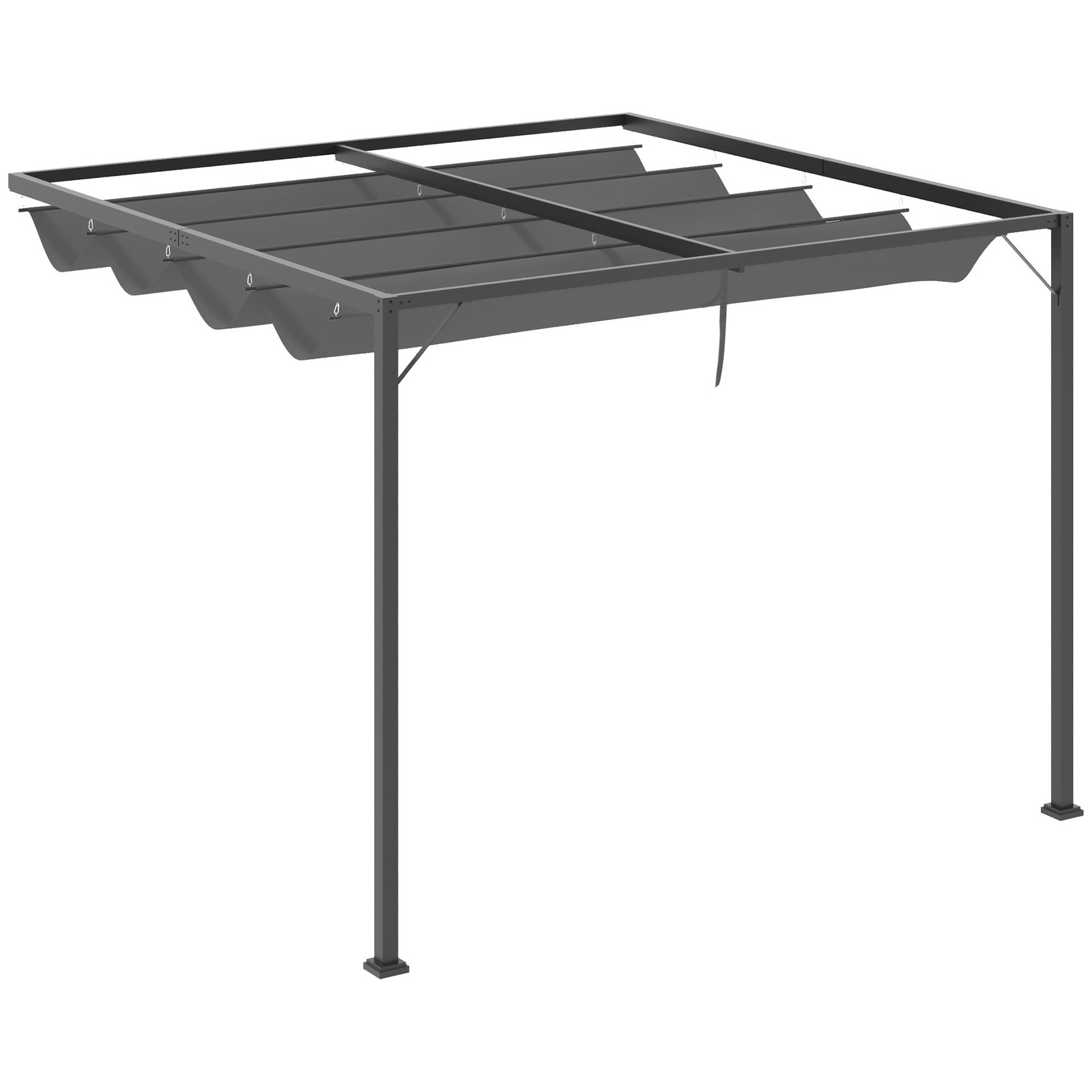 Outsunny 3 x 3(m) Outdoor Pergola Retractable Canopy Wall Mounted, Grey