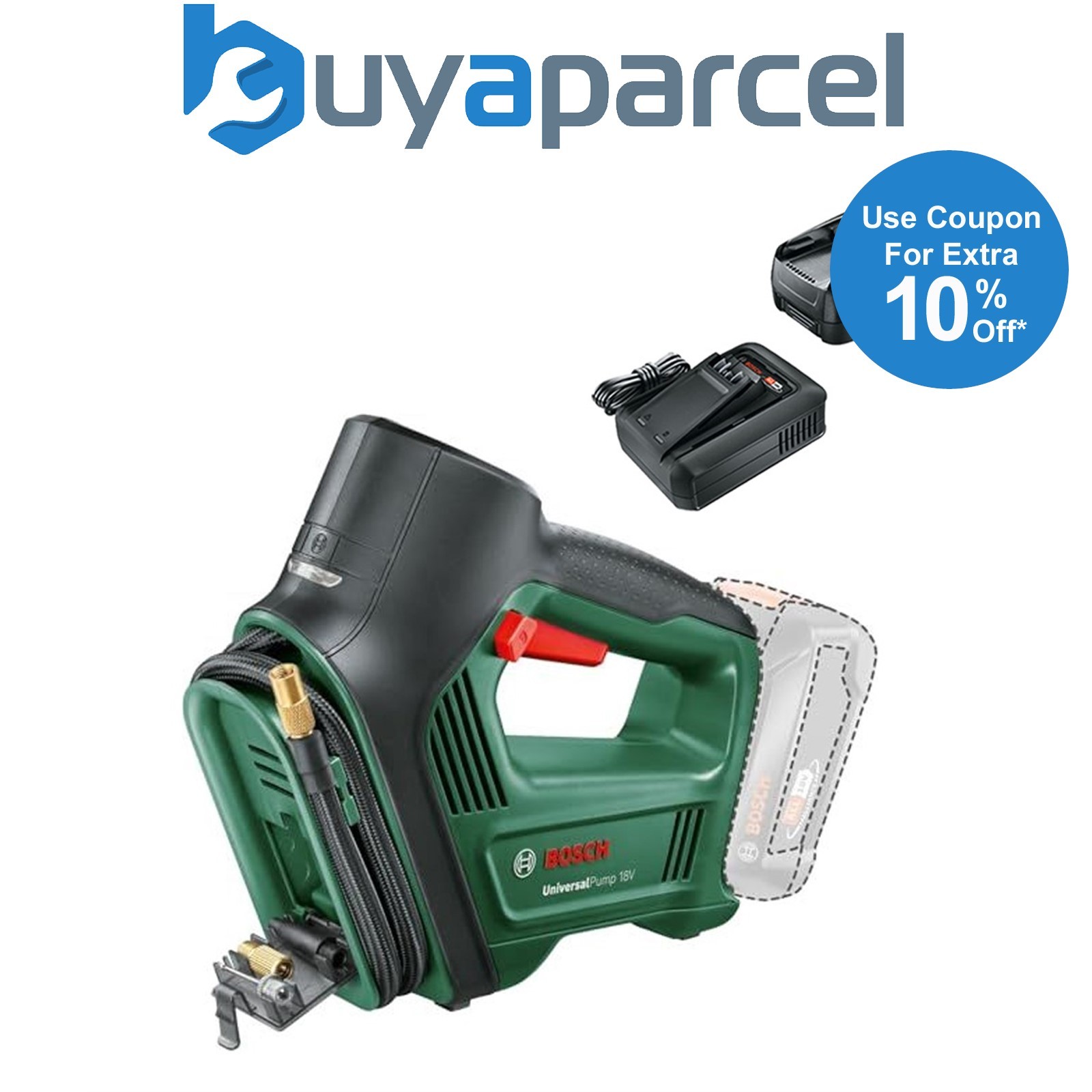 Bosch 0603947100 UniversalPump 18V Air Pump Compressed Car Bike + 4AH Battery